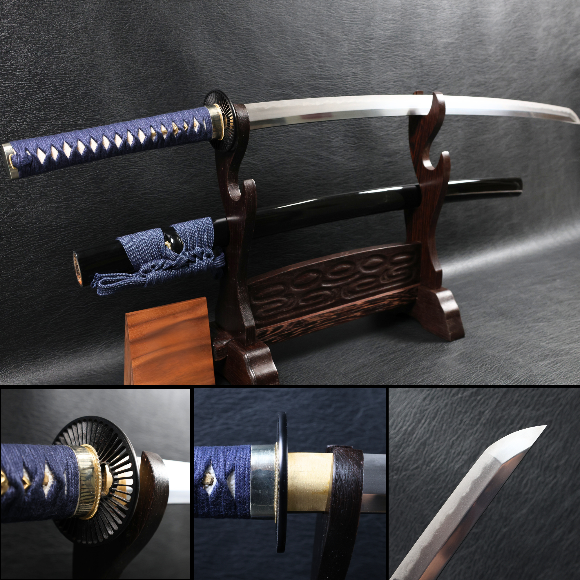 Katana WheelArc T10 Clay Tempered Blade with Black Gloss Saya | KSA Huo