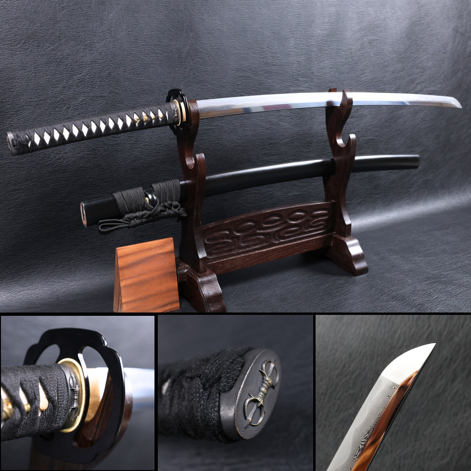 Katana Vajra Eclipse Folded Steel Clay Tempered Blade with Sanbonsugi Hamon | KSA Hua