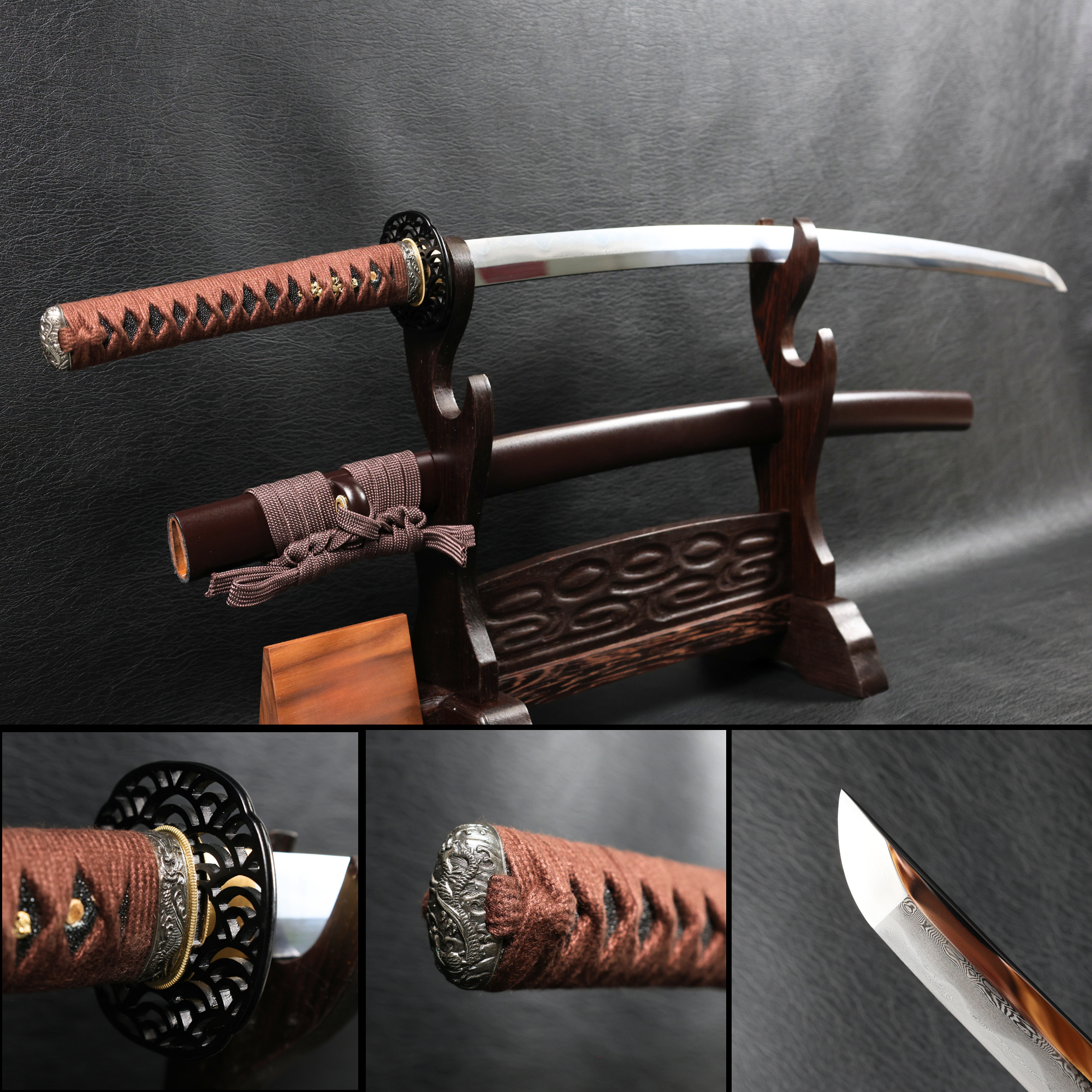 Katana TideDragon Folded Steel Clay Tempered Blade with Sanbonsugi Hamon | KSA Hua
