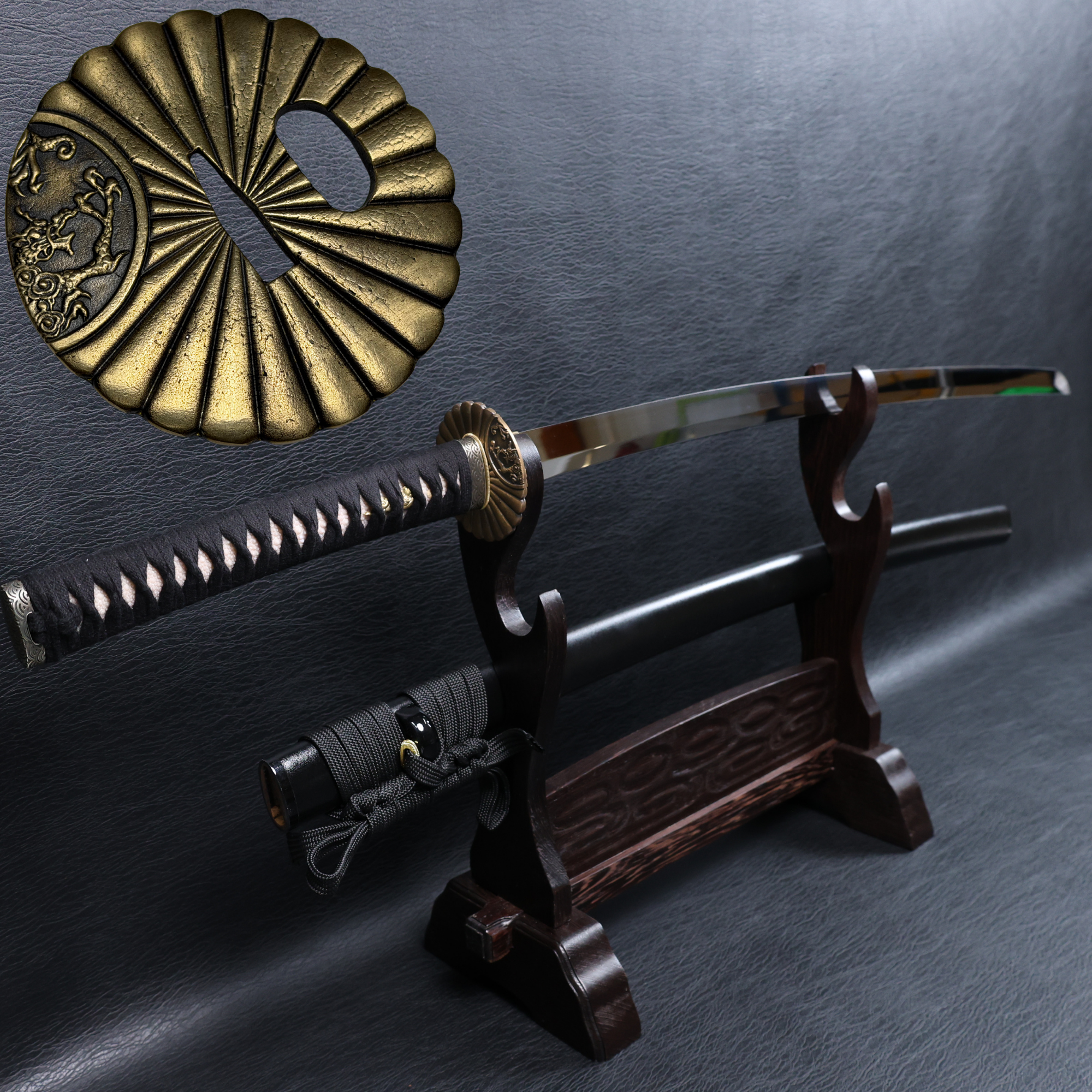 Katana Takanobu 9260 Spring Steel Premium Mirror Polish with Black Saya | KSA Jiang