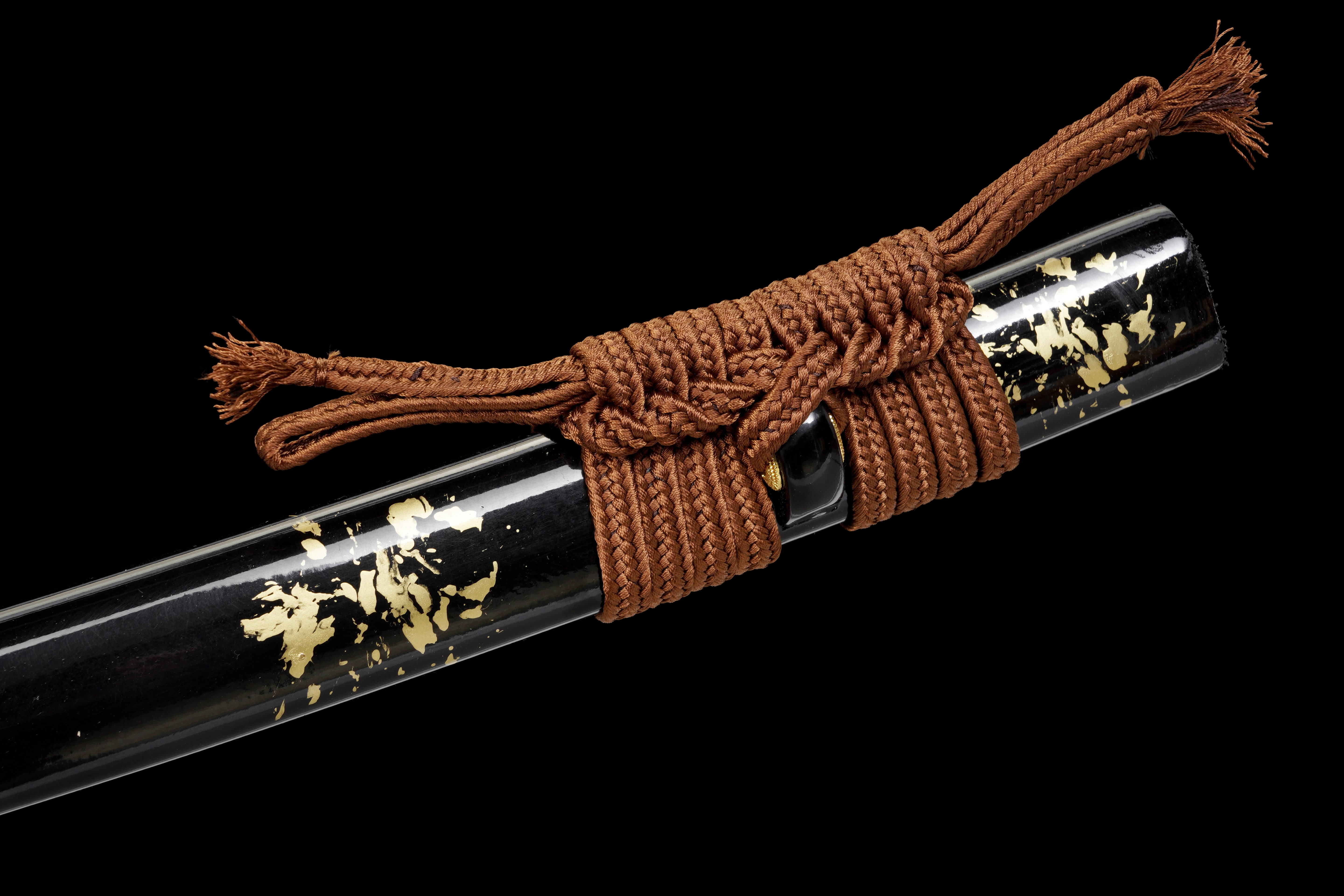 Katana Autumn Crest T10 Clay Tempered Blade with Black Rayskin 秋紋