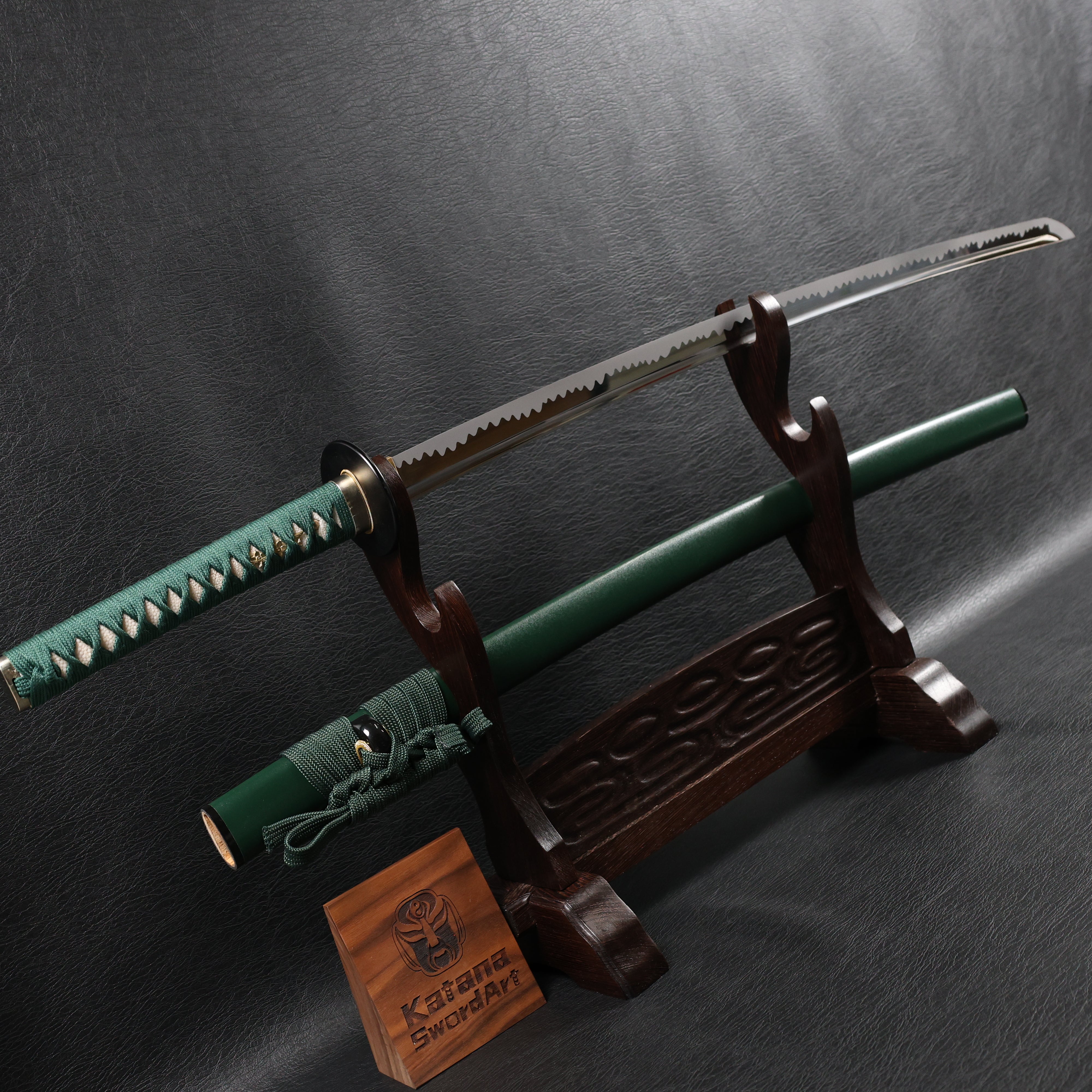 KSA Qing – EmeraldMist Katana Spring Steel with Chōji Midare Hamon