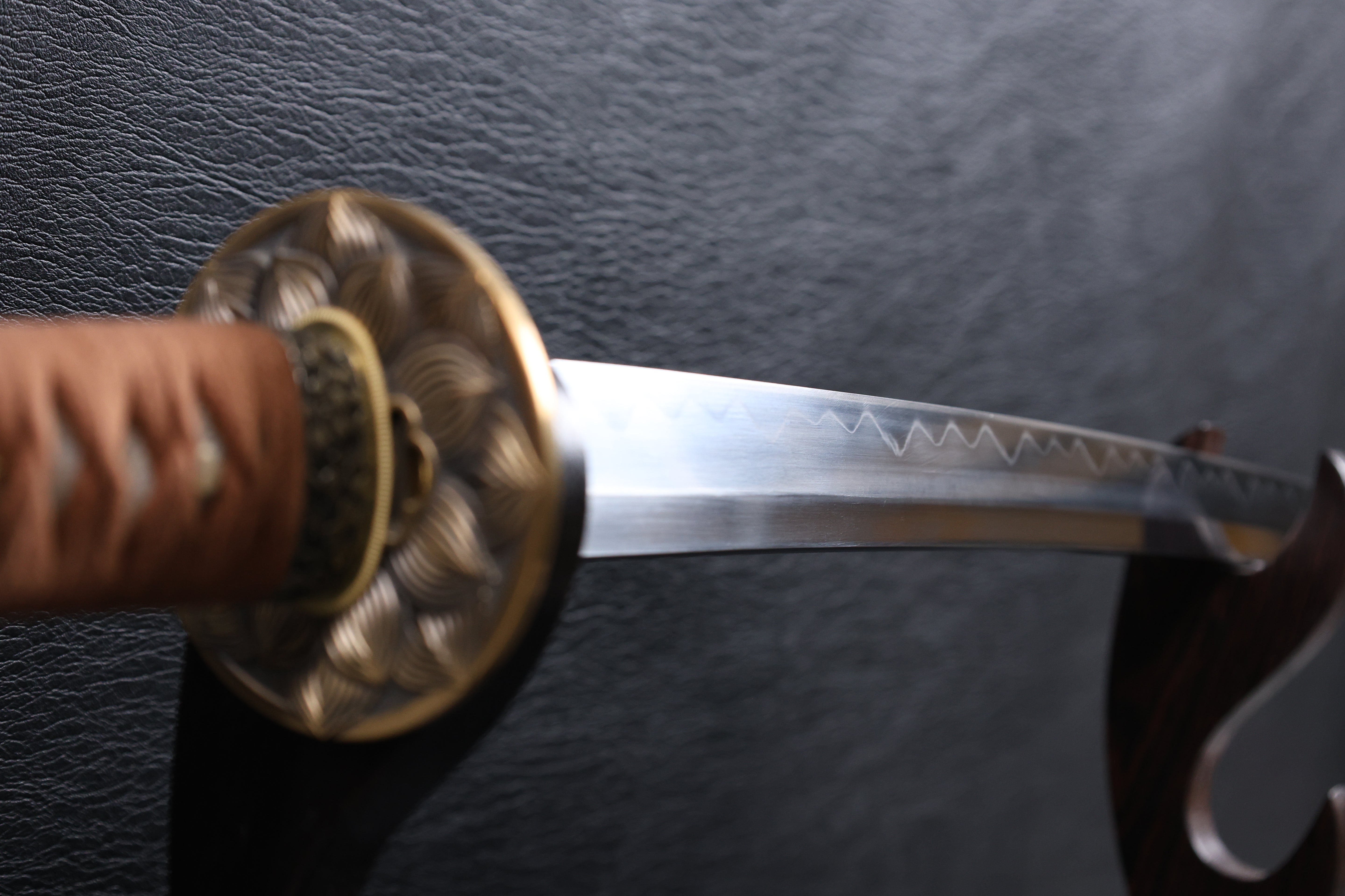 Katana Bokuden T10 Clay Tempered Blade with Notare Wave Hamon | KSA Huo