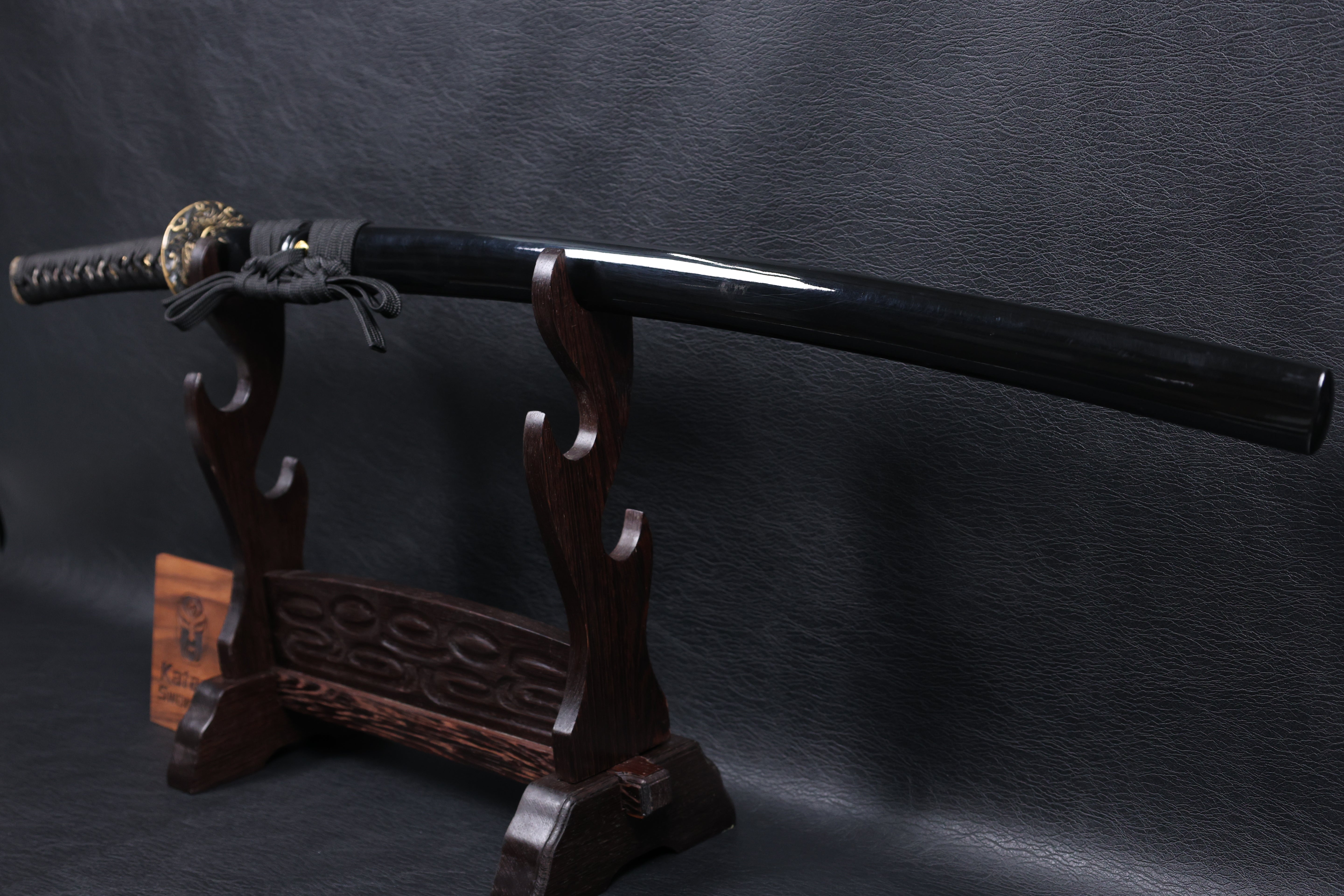 Katana Dragon Ascent Spring Steel Black Saya Genuine Rayskin