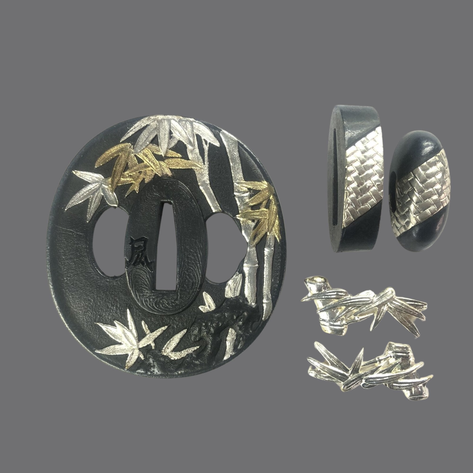 Blackened Copper Tsuba with Bamboo and Flying Birds Design | KatanaSwordArt Tsuba For Sale 2025