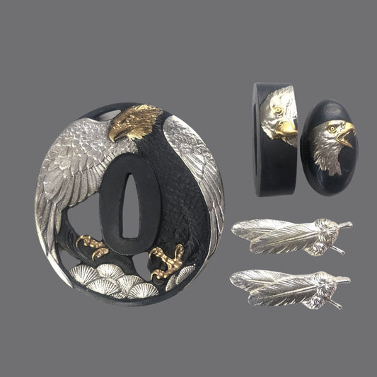 Blackened Copper Tsuba with Eagle Design | KatanaSwordArt Tsuba For Sale 2025