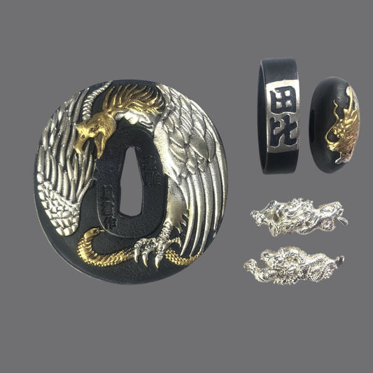 Blackened Copper Tsuba with Garuda Design | KatanaSwordArt Tsuba For Sale 2025