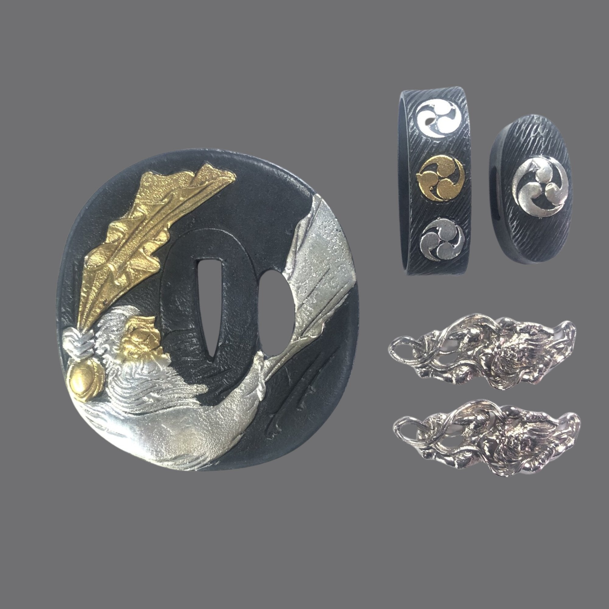 Blackened Copper Tsuba with Lion - headed Deity Design | KatanaSwordArt Tsuba For Sale 2025