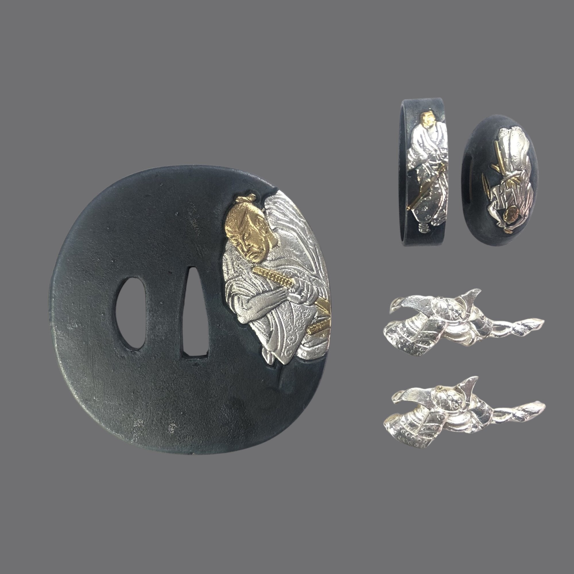 Blackened Copper Tsuba with Samurai Martial Arts Design | KatanaSwordArt Tsuba For Sale 2025