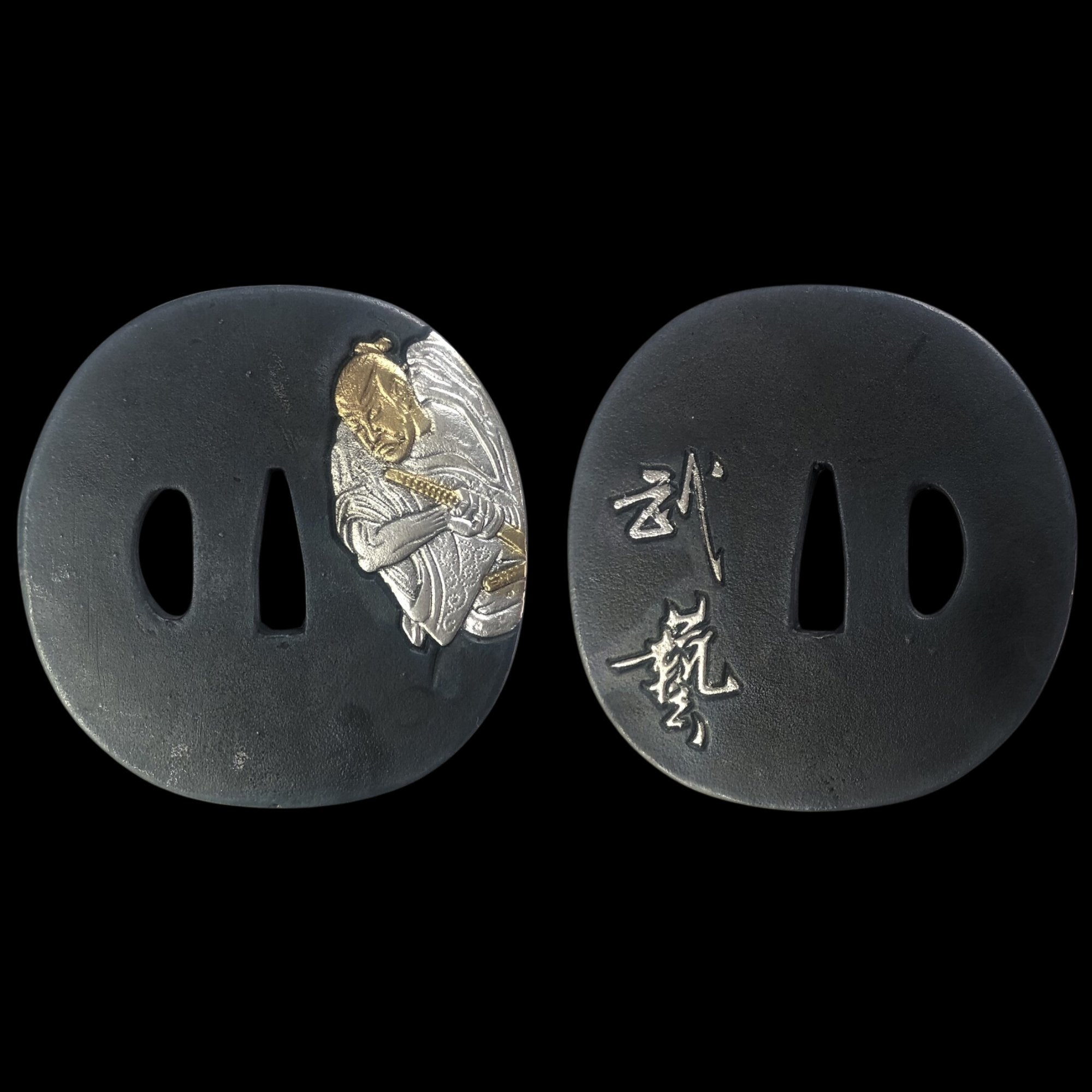 Blackened Copper Tsuba with Samurai Martial Arts Design | KatanaSwordArt Tsuba For Sale 2025