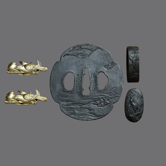 Blackened Steel Tsuba with Landscape Engraving | KatanaSwordArt Tsuba For Sale 2025
