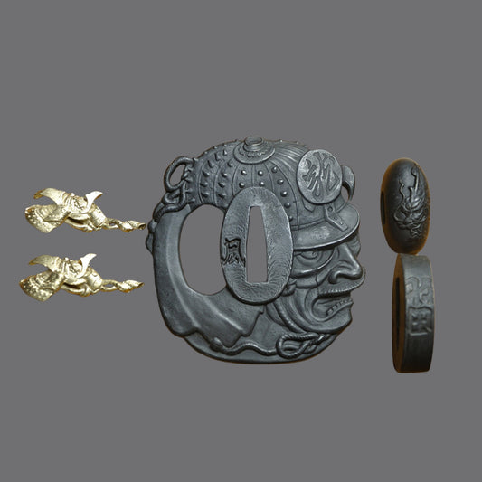 Blackened Steel Tsuba with Warrior Theme Engraving | KatanaSwordArt Tsuba For Sale 2025