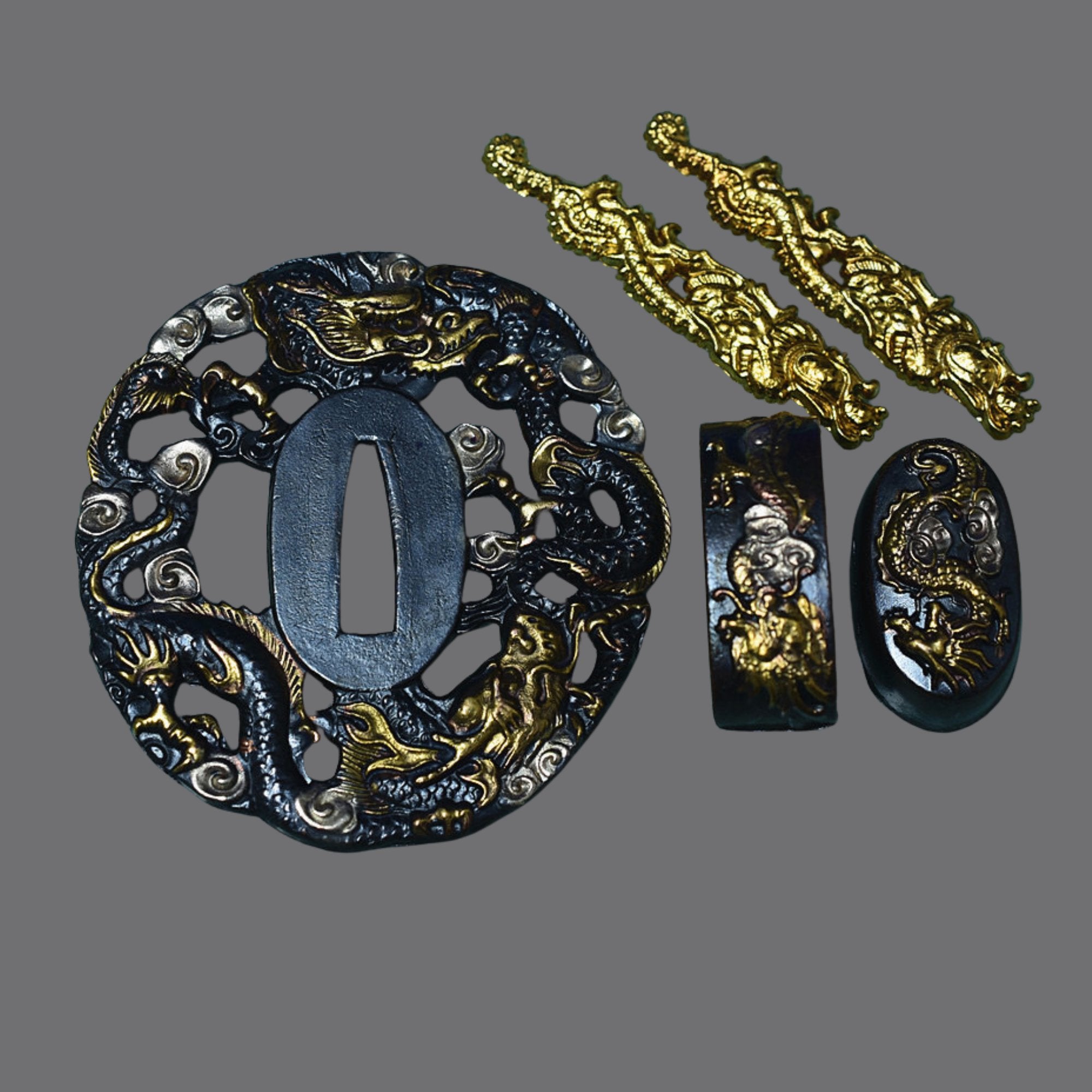 Brass Tsuba with Dual Dragon Design | KatanaSwordArt Tsuba For Sale 2025