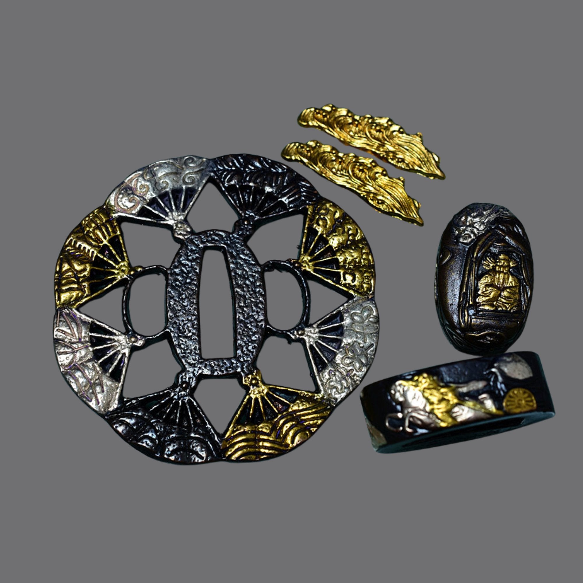 Brass Tsuba with Fan Design | KatanaSwordArt Tsuba For Sale 2025
