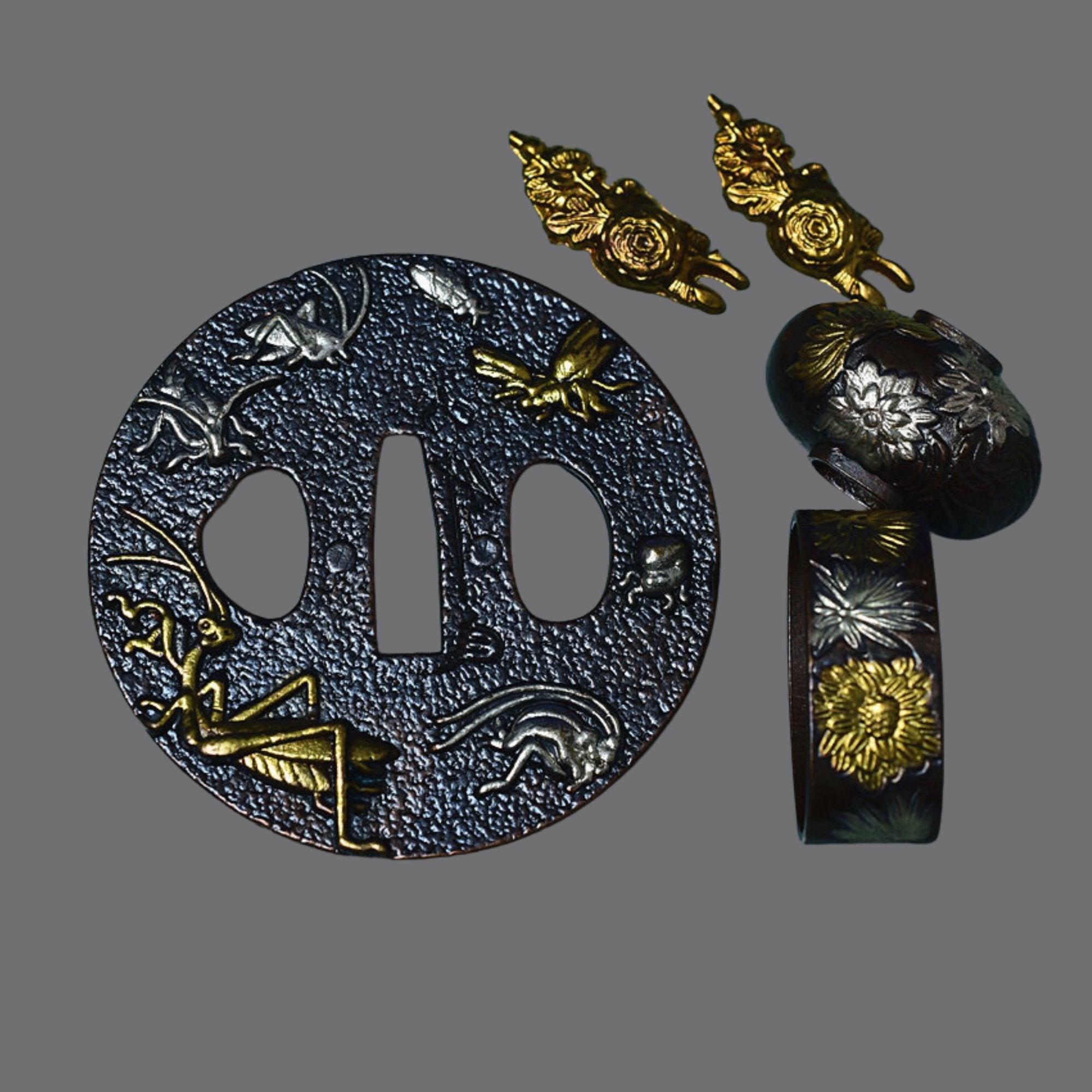 Brass Tsuba with Insect Design | KatanaSwordArt Tsuba For Sale 2025