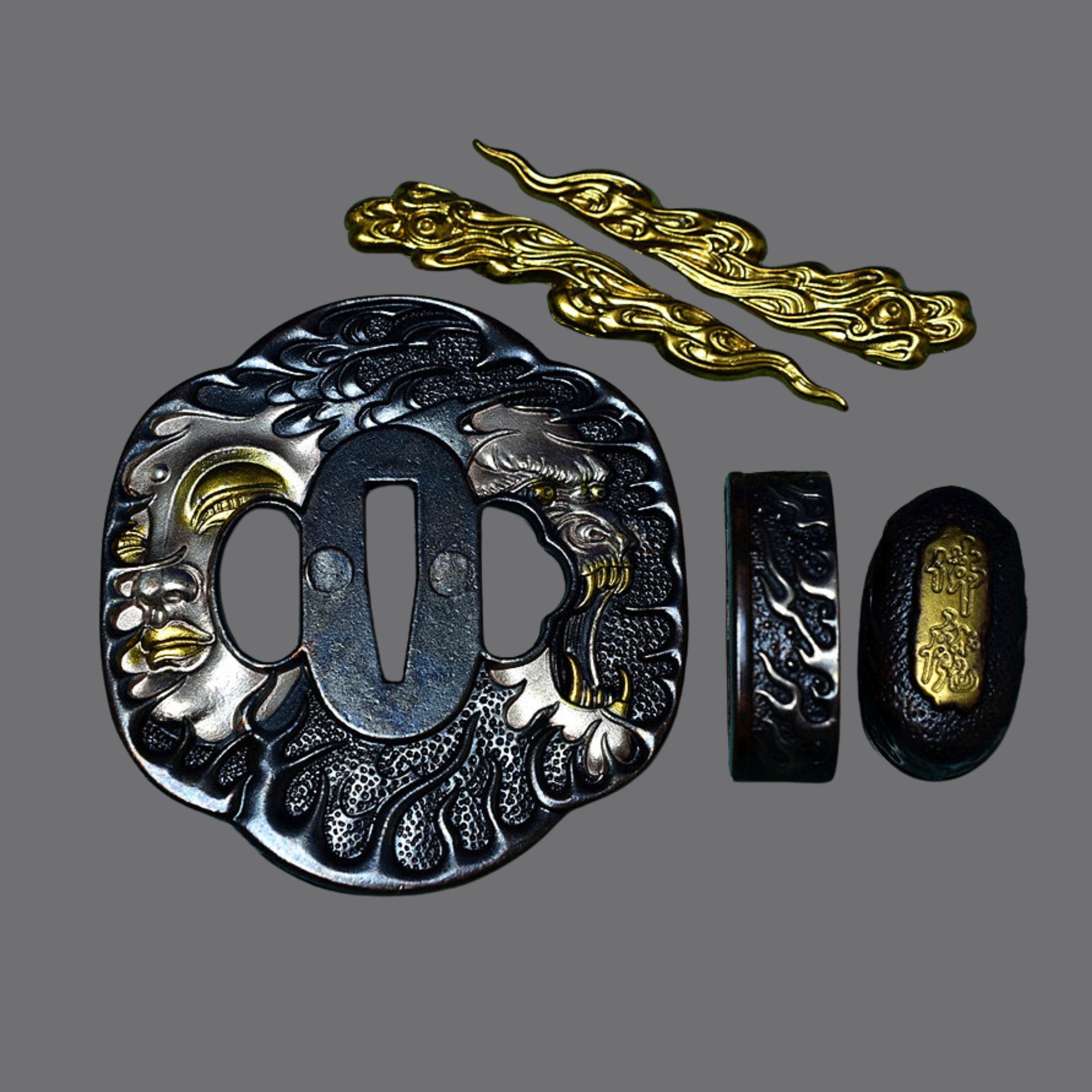 Brass Tsuba with Oni and Deity Faces | KatanaSwordArt Tsuba For Sale 2025