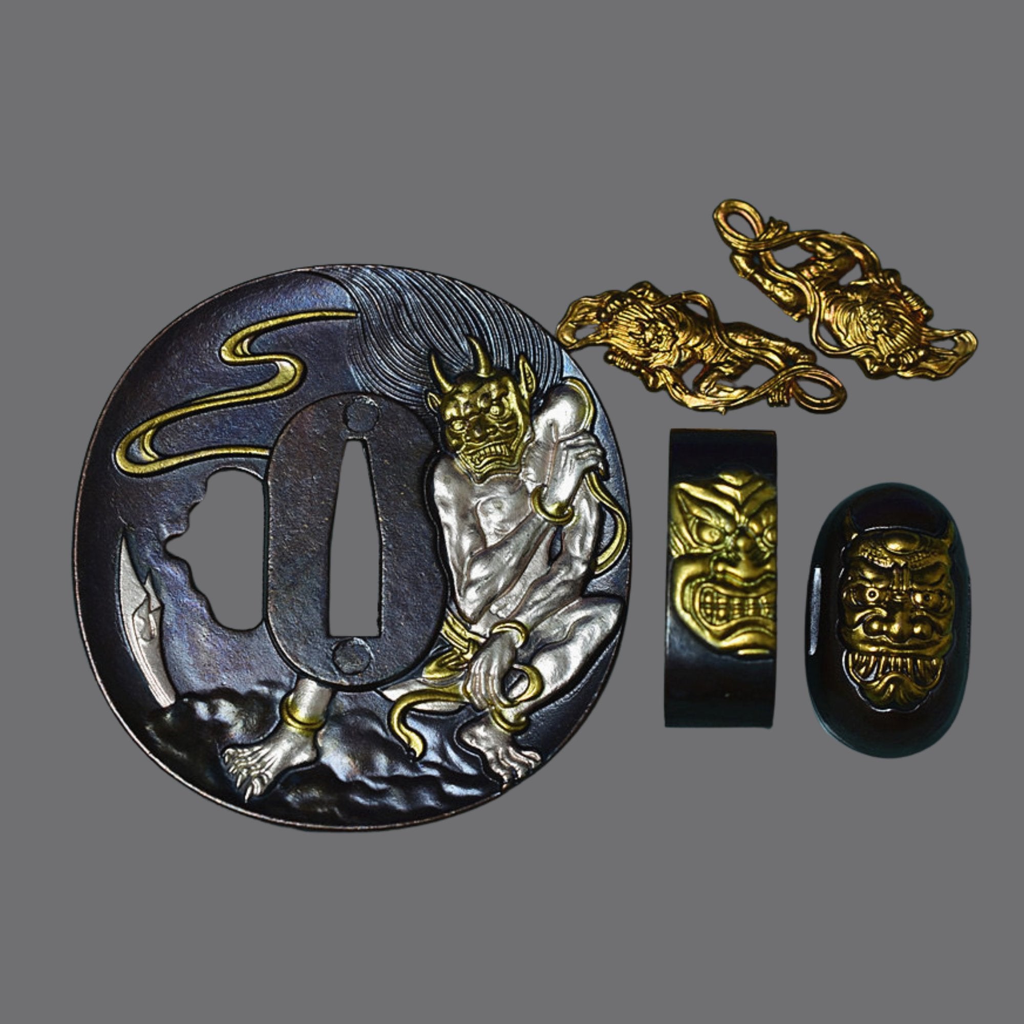 Brass Tsuba with Oni Demon Design | KatanaSwordArt Tsuba For Sale 2025