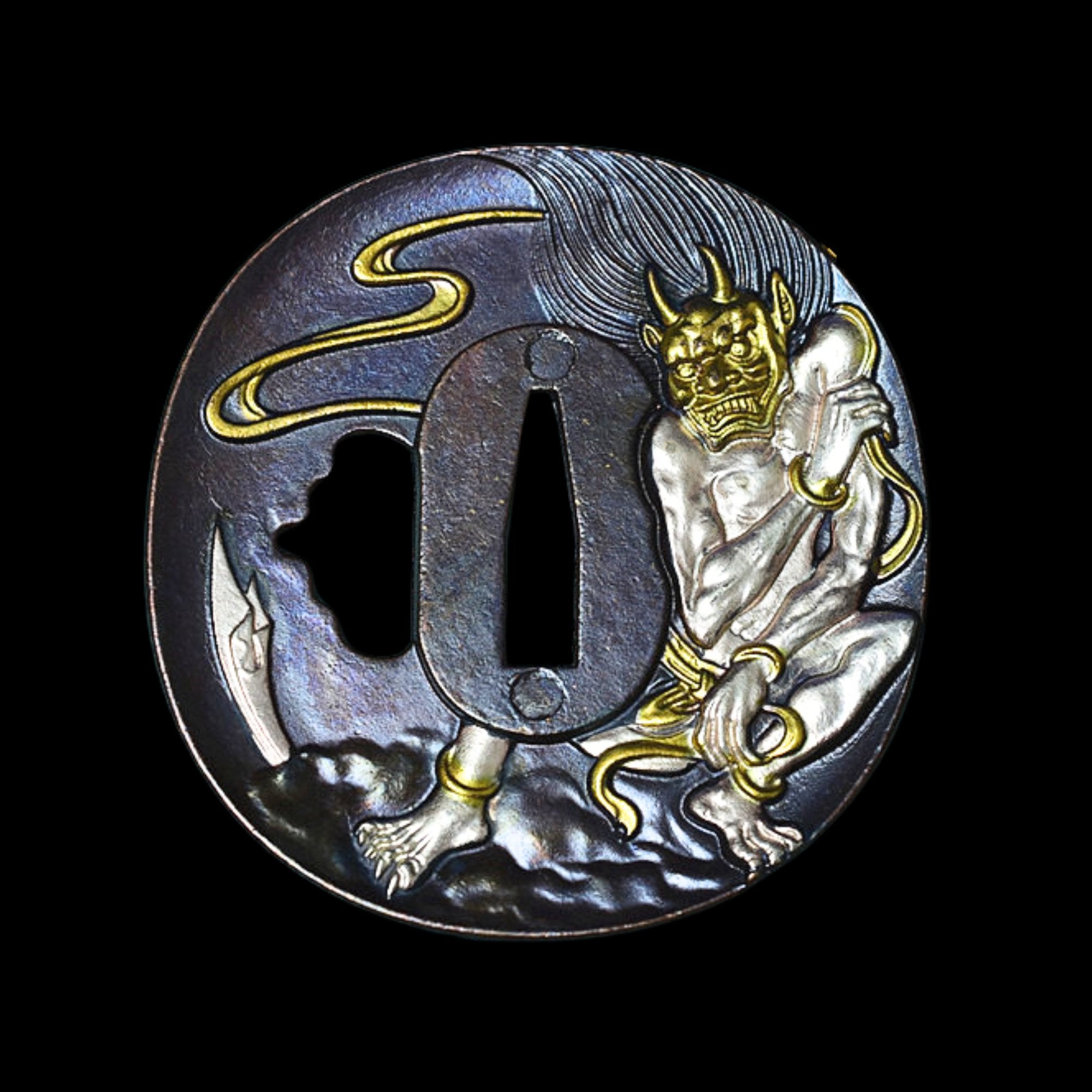 Brass Tsuba with Oni Demon Design | KatanaSwordArt Tsuba For Sale 2025