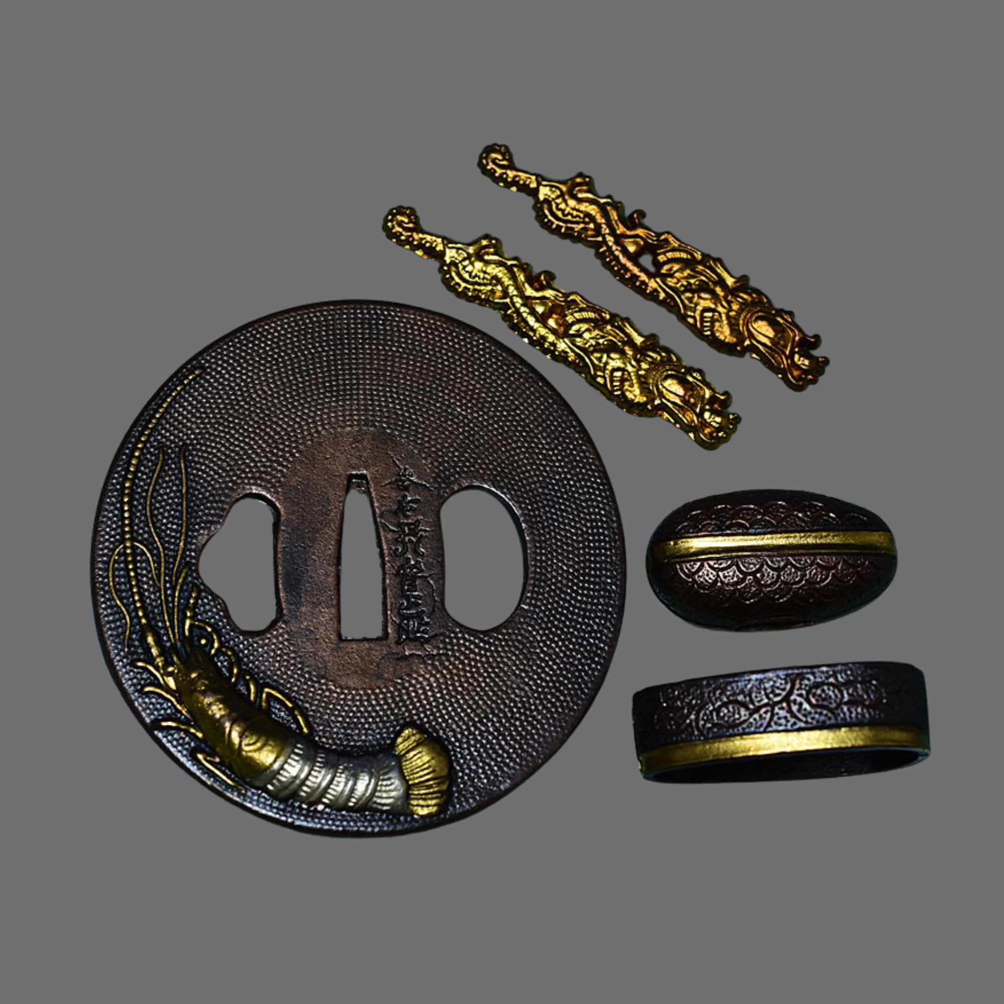 Brass Tsuba with Shrimp Design | KatanaSwordArt Tsuba For Sale 2025