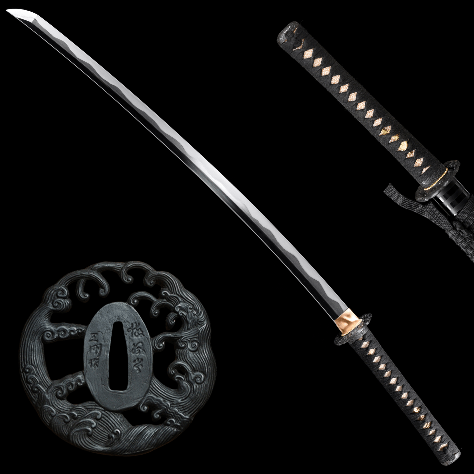 Collectable Katana Dark Wave Folded Steel Clay Tempered Black Saya 暗波 | KatanaSwordArt Katana For Sale 2025
