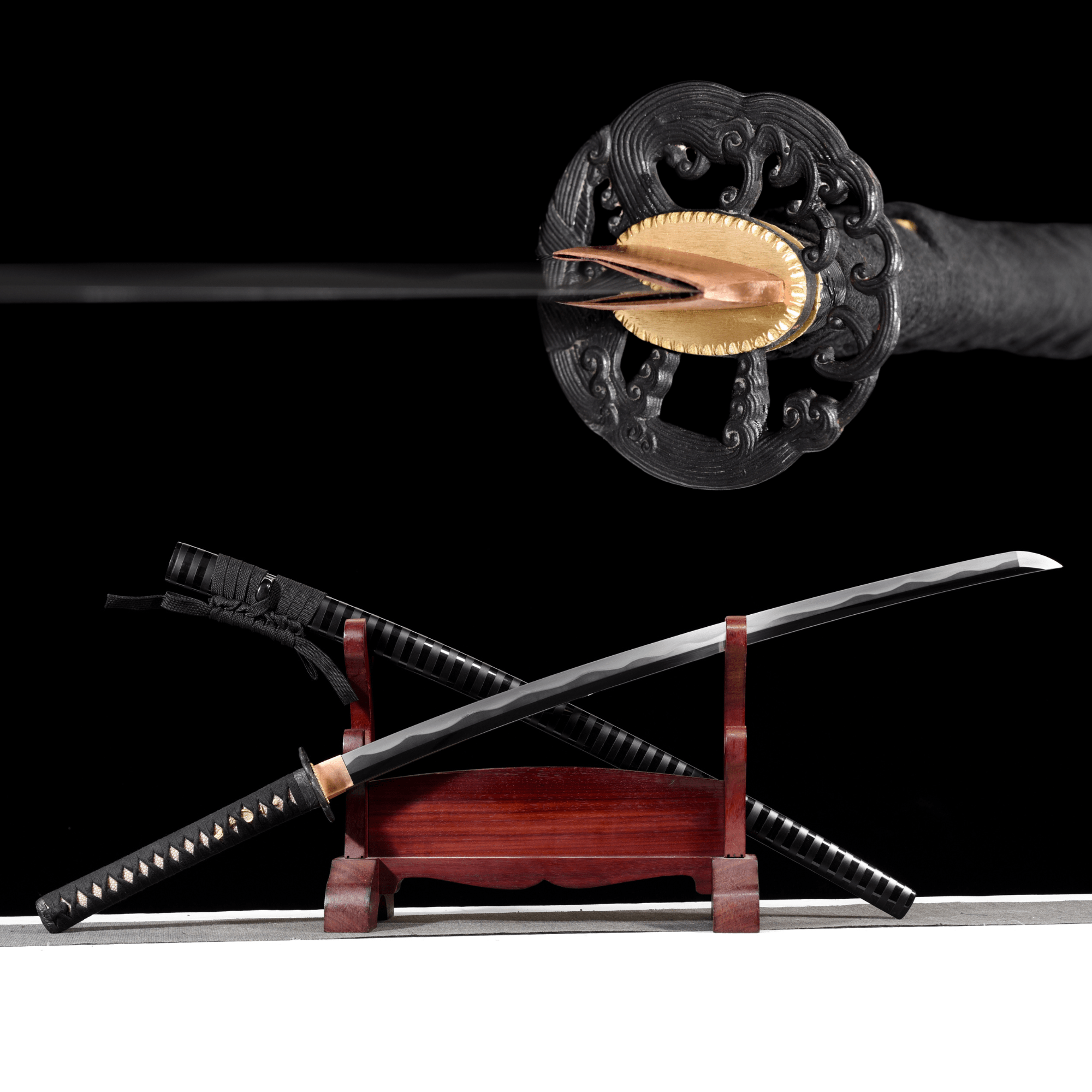 Collectable Katana Dark Wave Folded Steel Clay Tempered Black Saya 暗波 | KatanaSwordArt Katana For Sale 2025