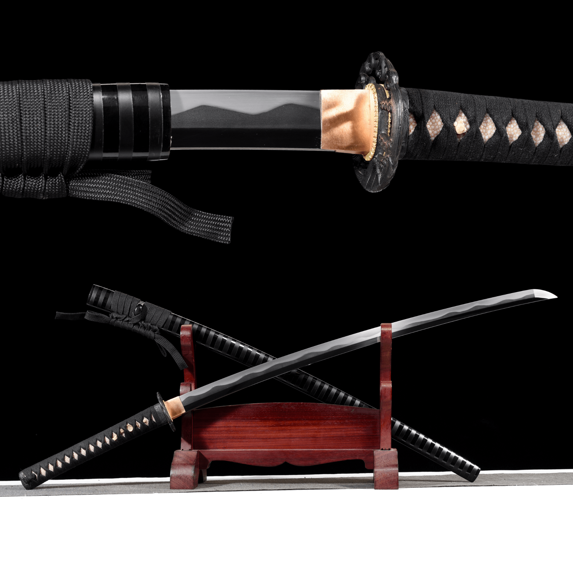 Collectable Katana Dark Wave Folded Steel Clay Tempered Black Saya 暗波 | KatanaSwordArt Katana For Sale 2025