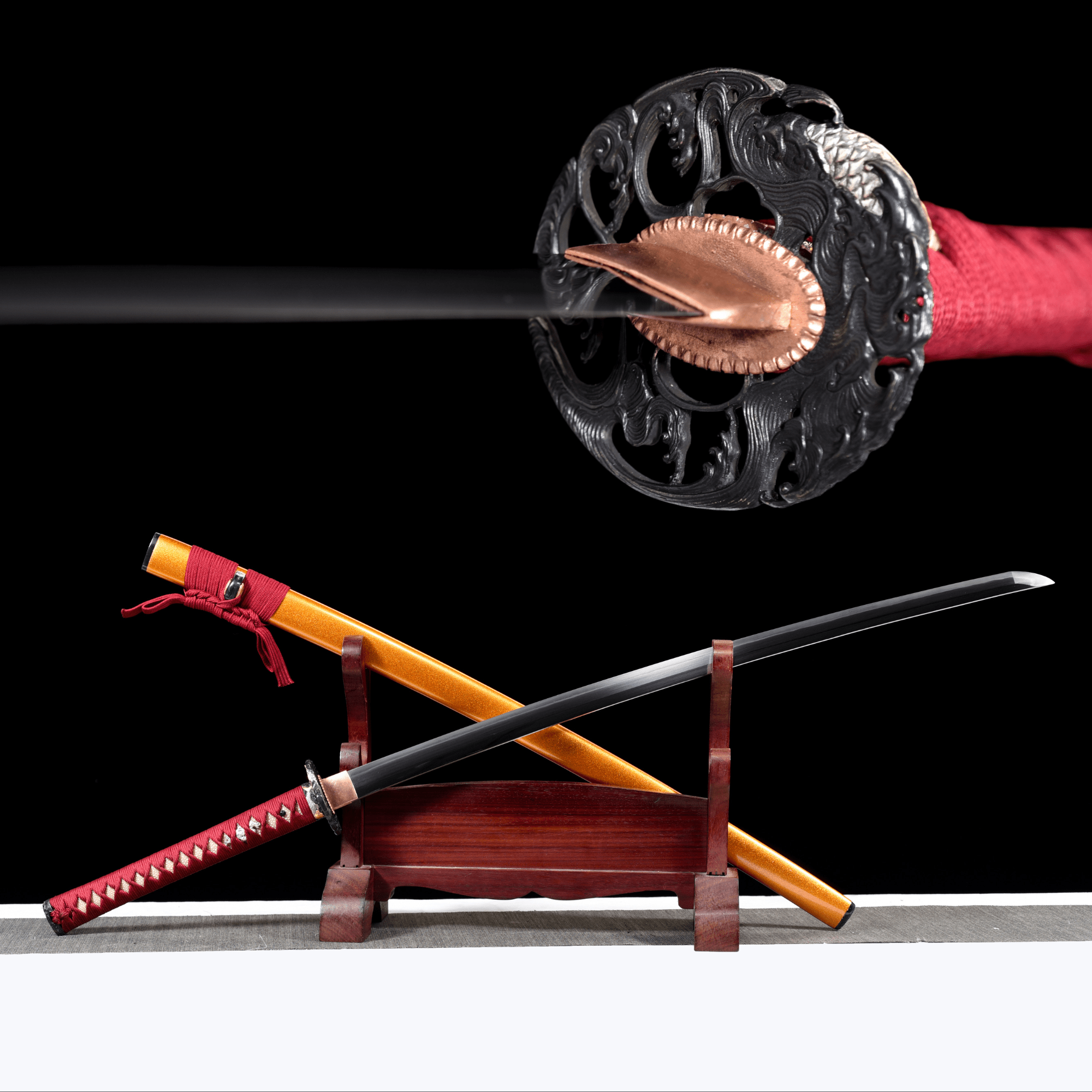 Collectable Katana Golden Koi Sanmai Steel Clay Tempered Gold Saya 錦鯉 | KatanaSwordArt Katana For Sale 2025