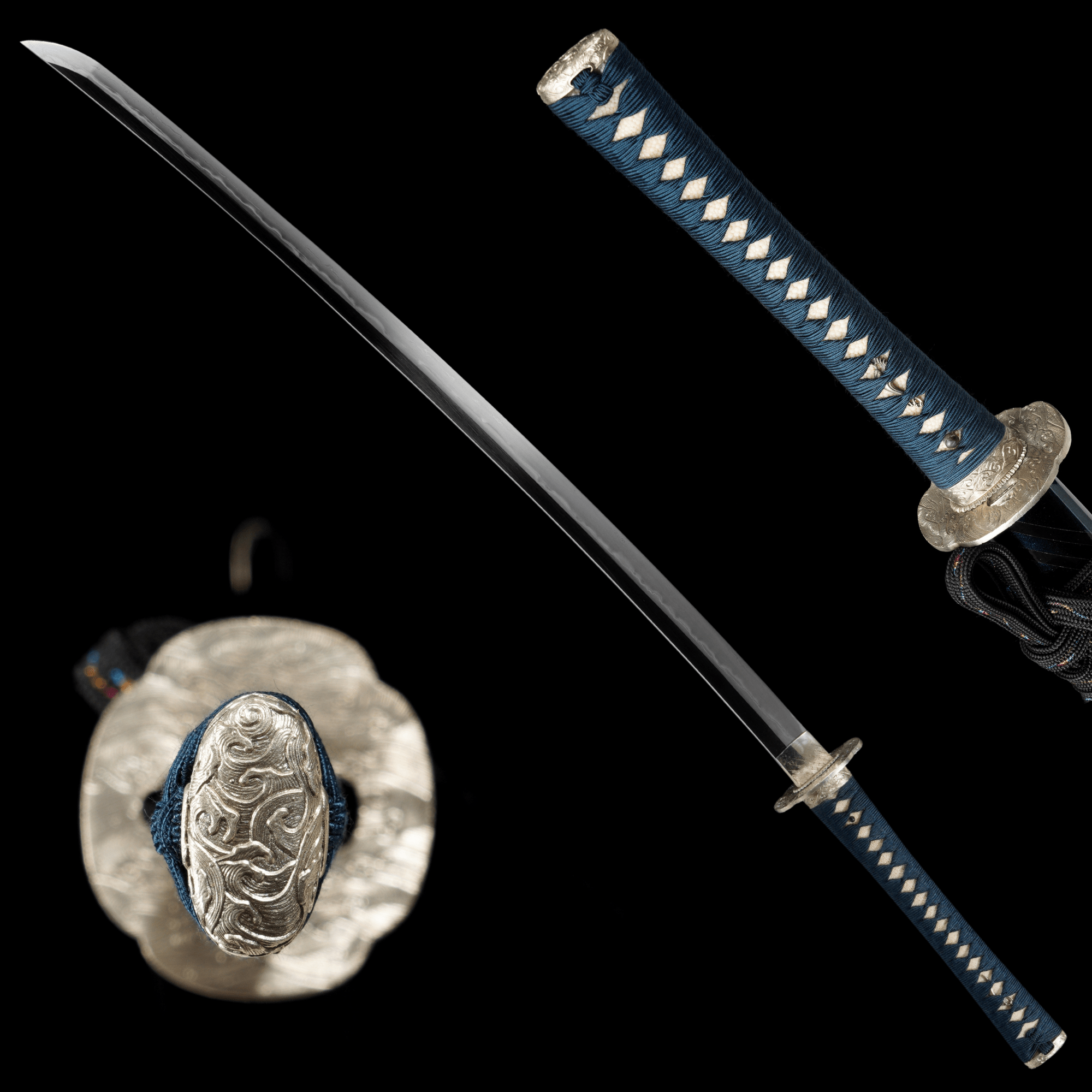 Collectable Katana Indigo Wave Sanmai Steel Clay Tempered Chōji Hamon 蒼浪 | KatanaSwordArt Katana For Sale 2025