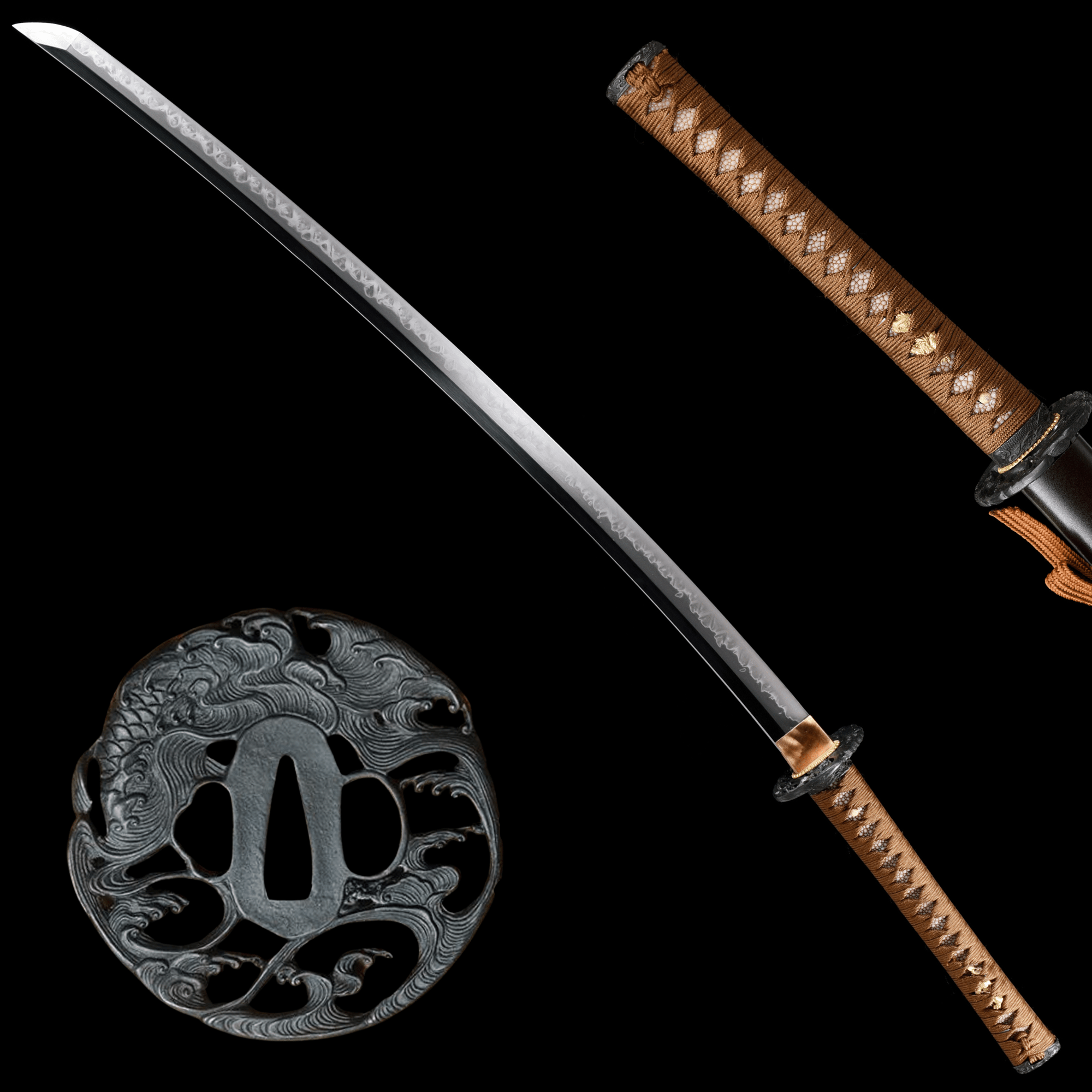 Collectable Katana Koi Dance High Carbon Chōji Hamon Brown Saya 鯉舞 | KatanaSwordArt Katana For Sale 2025