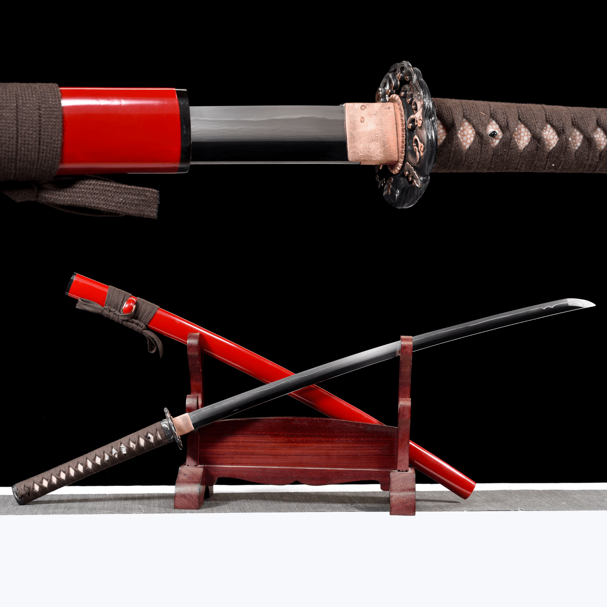Collectable Katana Scarlet Wave Sanmai Steel Clay Tempered Red Saya 緋浪 | KatanaSwordArt Katana For Sale 2025