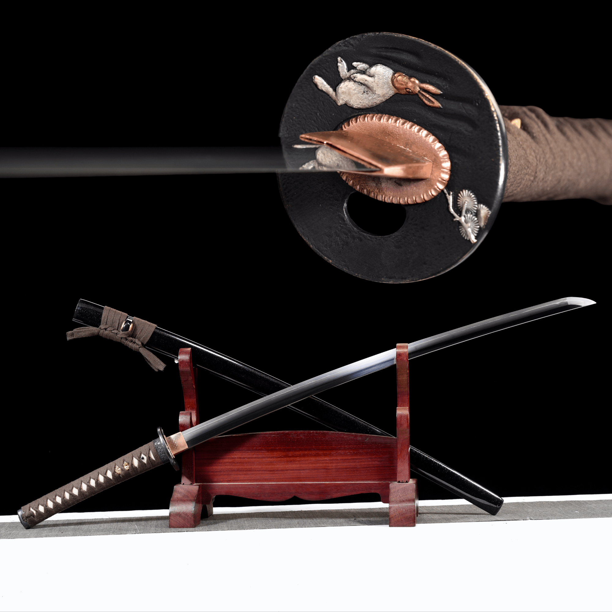 Collectable Katana Silent Tiger Sanmai Steel Clay Tempered Black Saya 静虎 | KatanaSwordArt Katana For Sale 2025