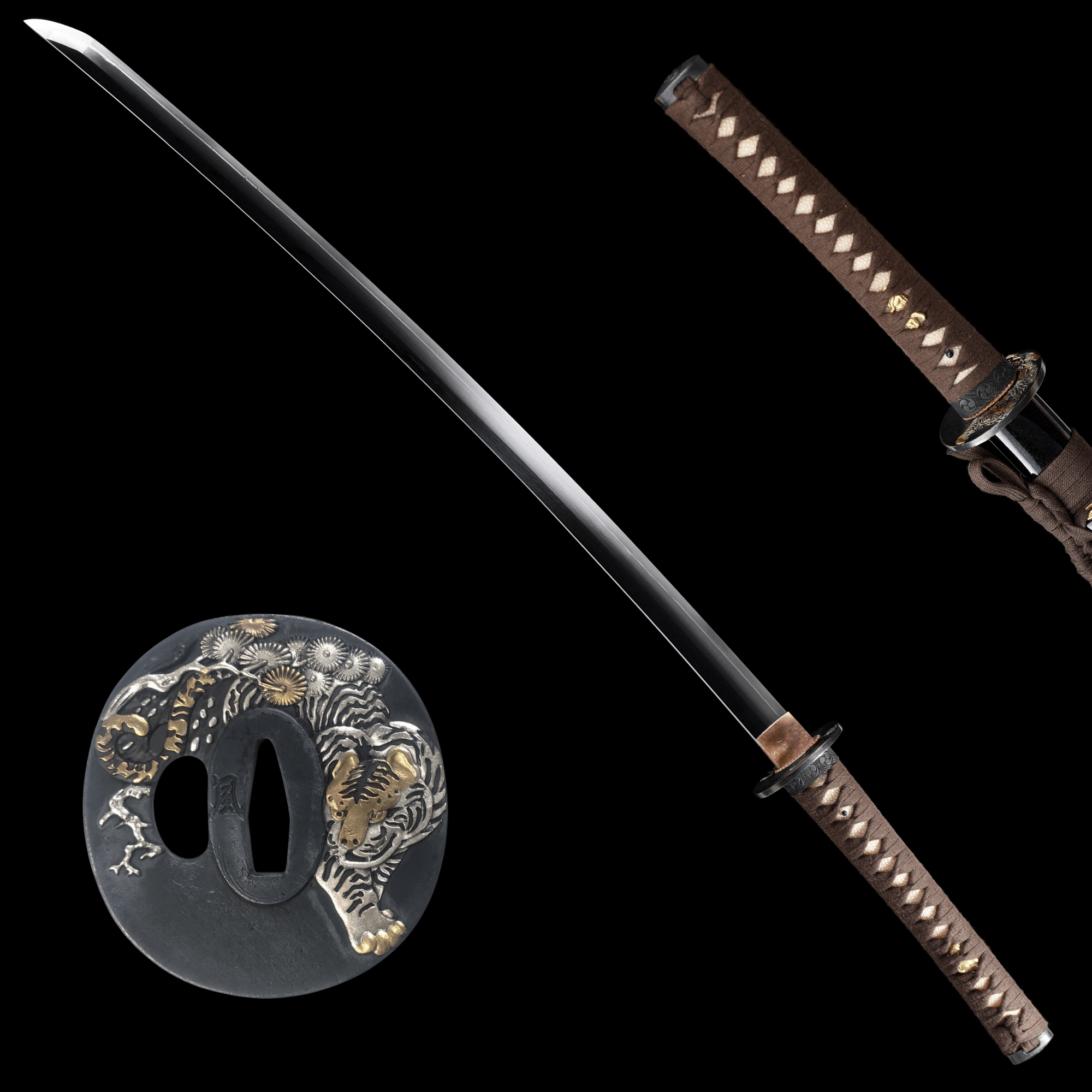 Collectable Katana Silent Tiger Sanmai Steel Clay Tempered Black Saya 静虎 | KatanaSwordArt Katana For Sale 2025