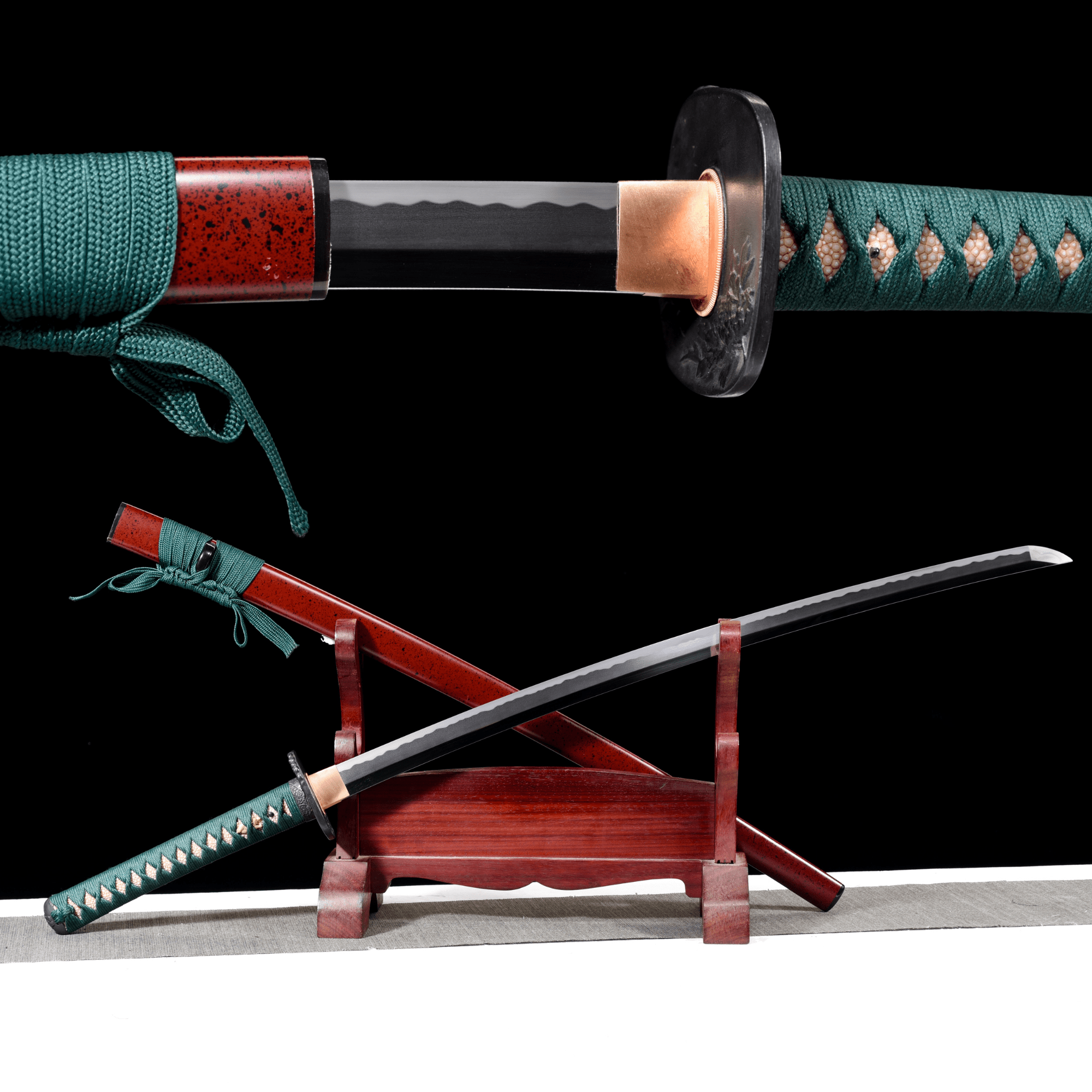 Collectable Katana Verdant Lion Folded Steel Clay Tempered Red Saya 翠獅 | KatanaSwordArt Katana For Sale 2025