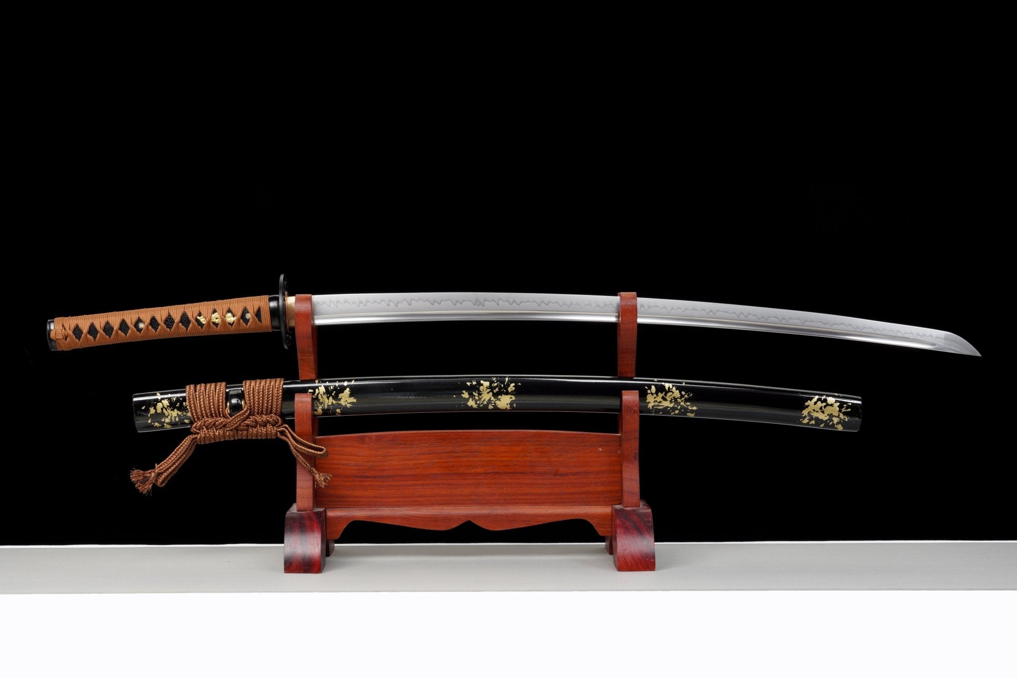 Katana Autumn Crest T10 Clay Tempered Blade with Black Rayskin 秋紋 | KatanaSwordArt Katana For Sale 2025
