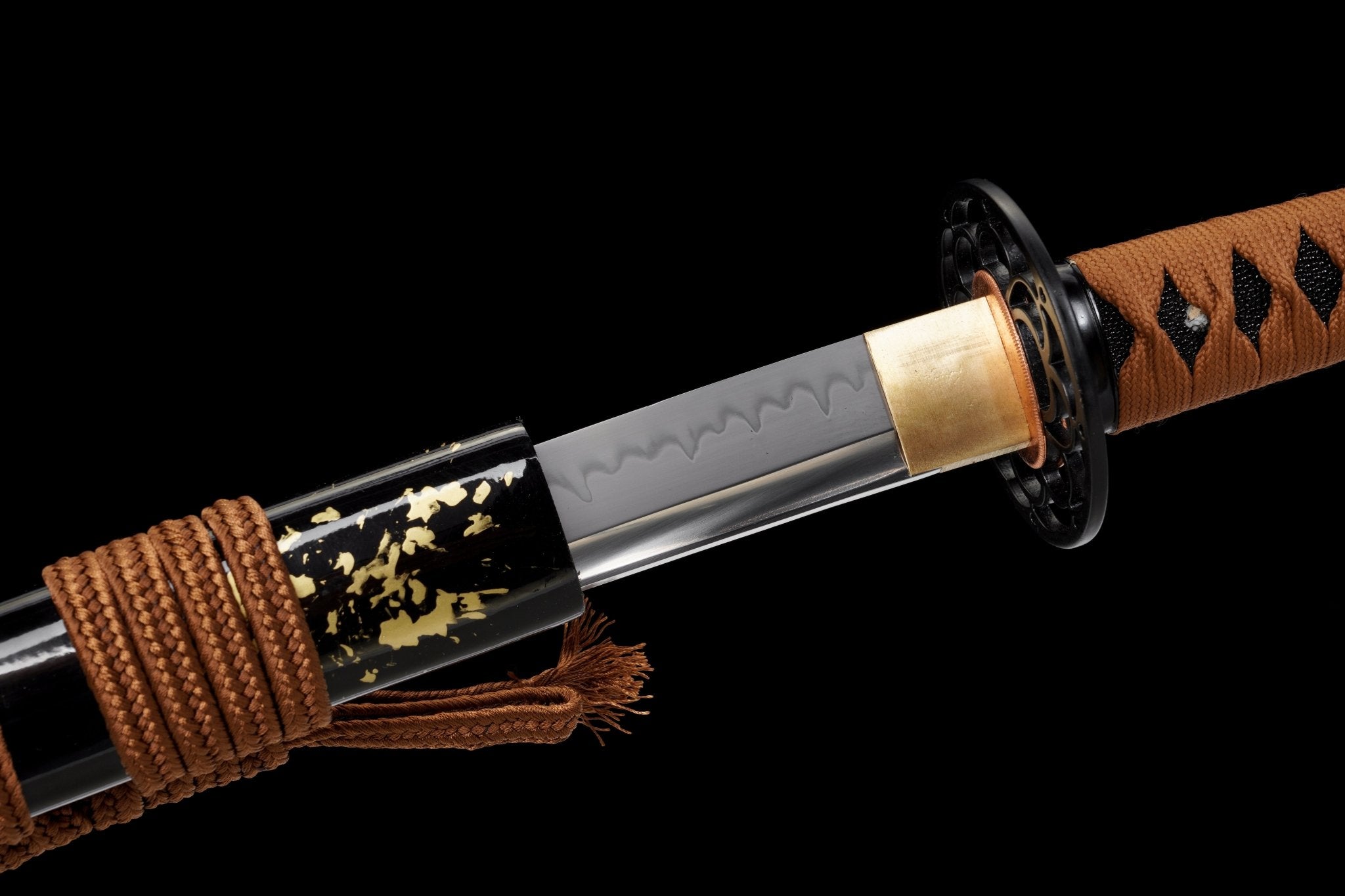 Katana Autumn Crest T10 Clay Tempered Blade with Black Rayskin 秋紋 | KatanaSwordArt Katana For Sale 2025