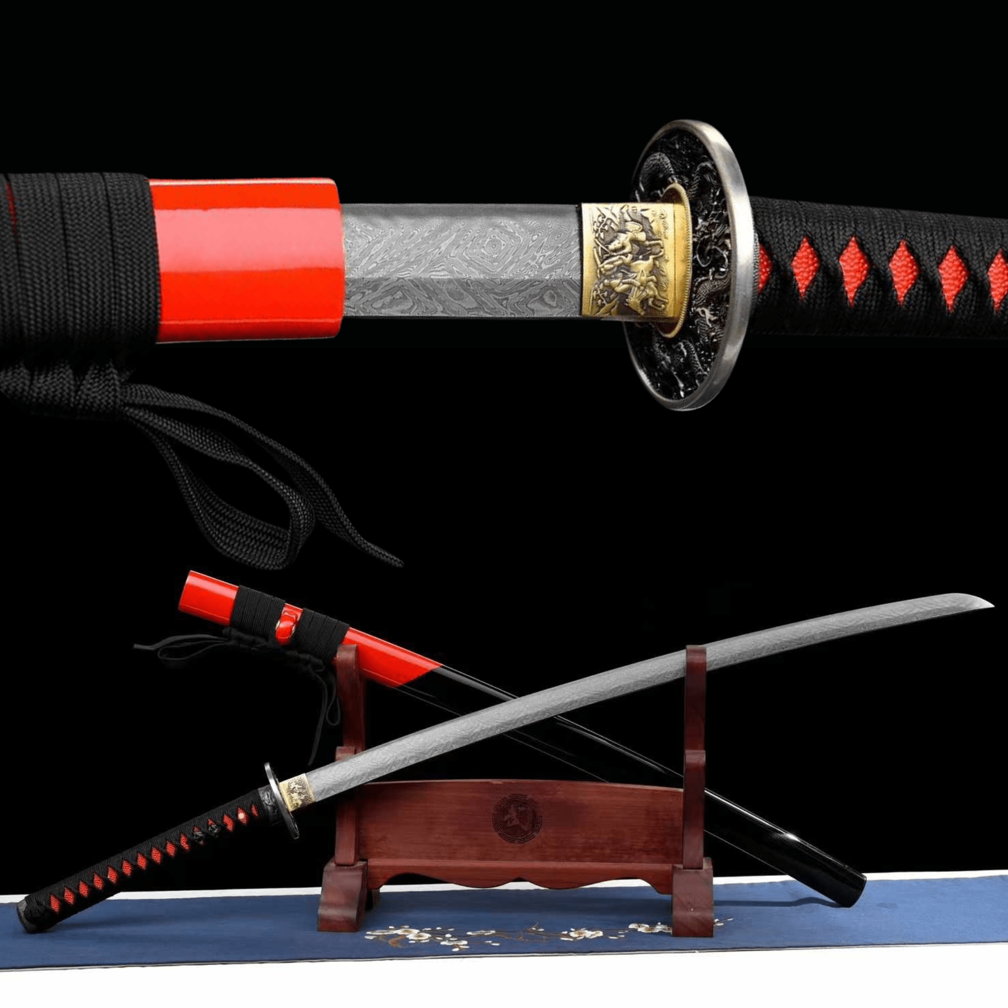 Katana ChiXue Damascus Folded Steel Black Saya 赤血 | KatanaSwordArt Katana For Sale 2025