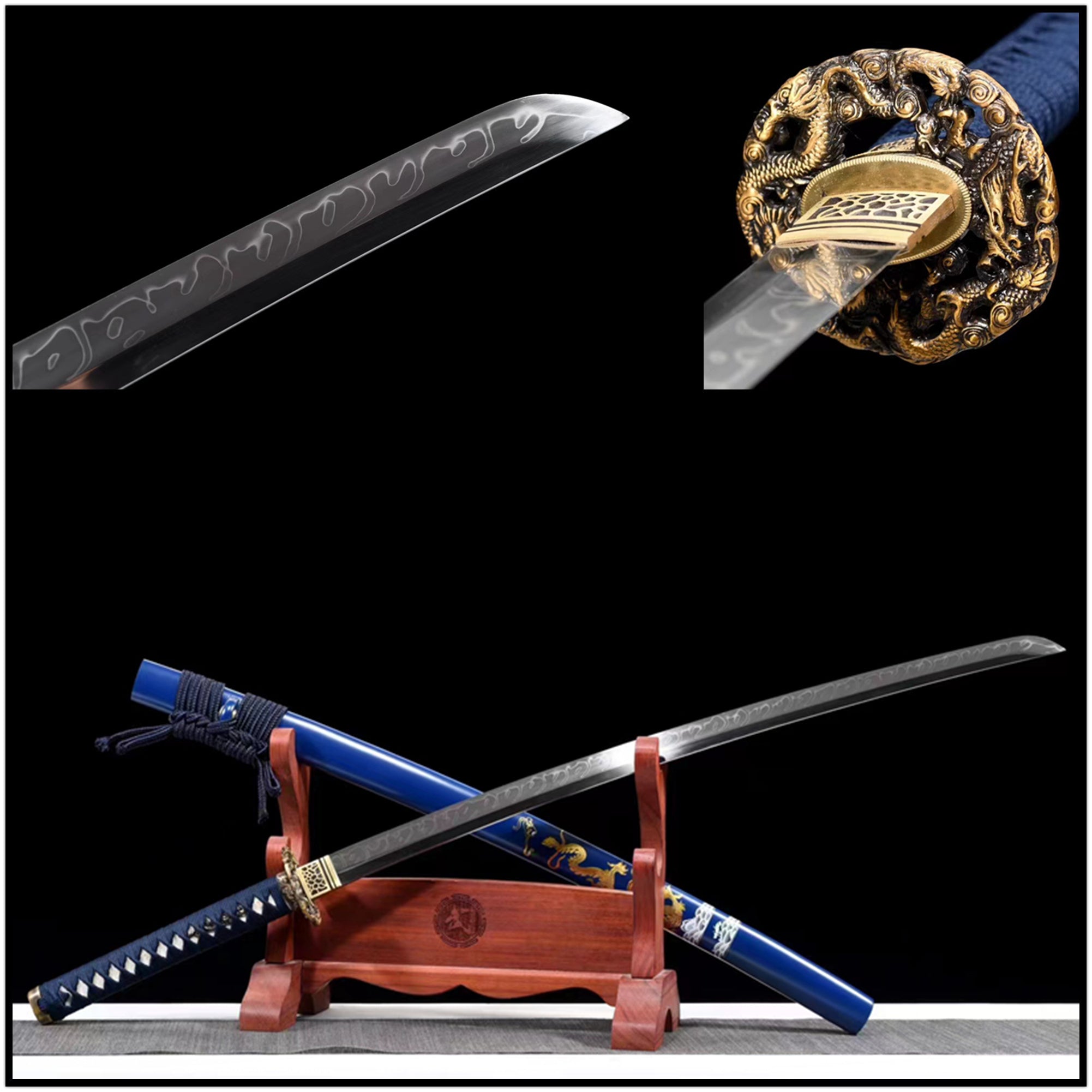 Katana Cloud Dragon T10 Clay Tempered Blue Saya 藍龍雲 | KatanaSwordArt Katana For Sale 2025