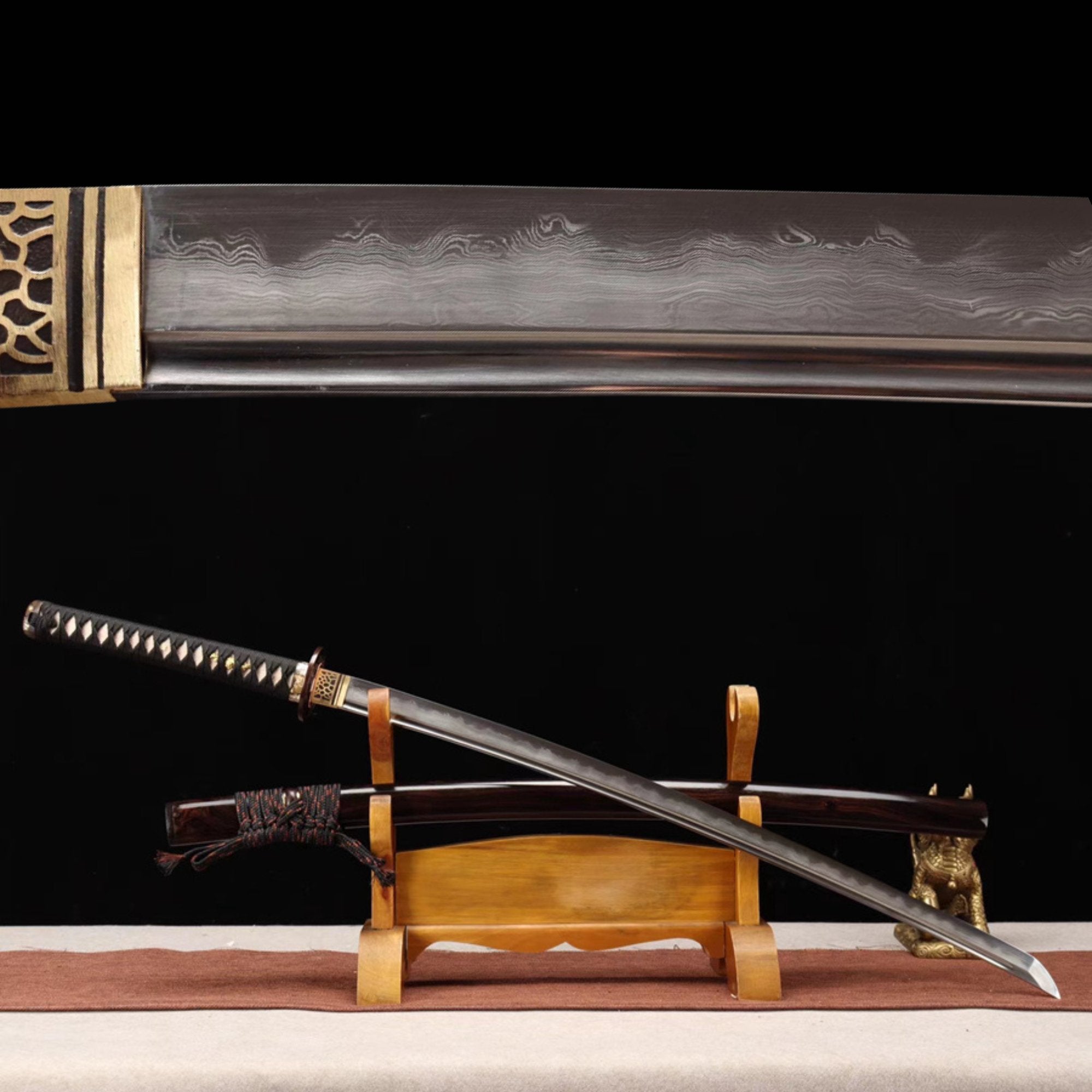 Katana Daoxue Damascus Folded Clay Tempered Ox Horn 道雪 | KatanaSwordArt Katana For Sale