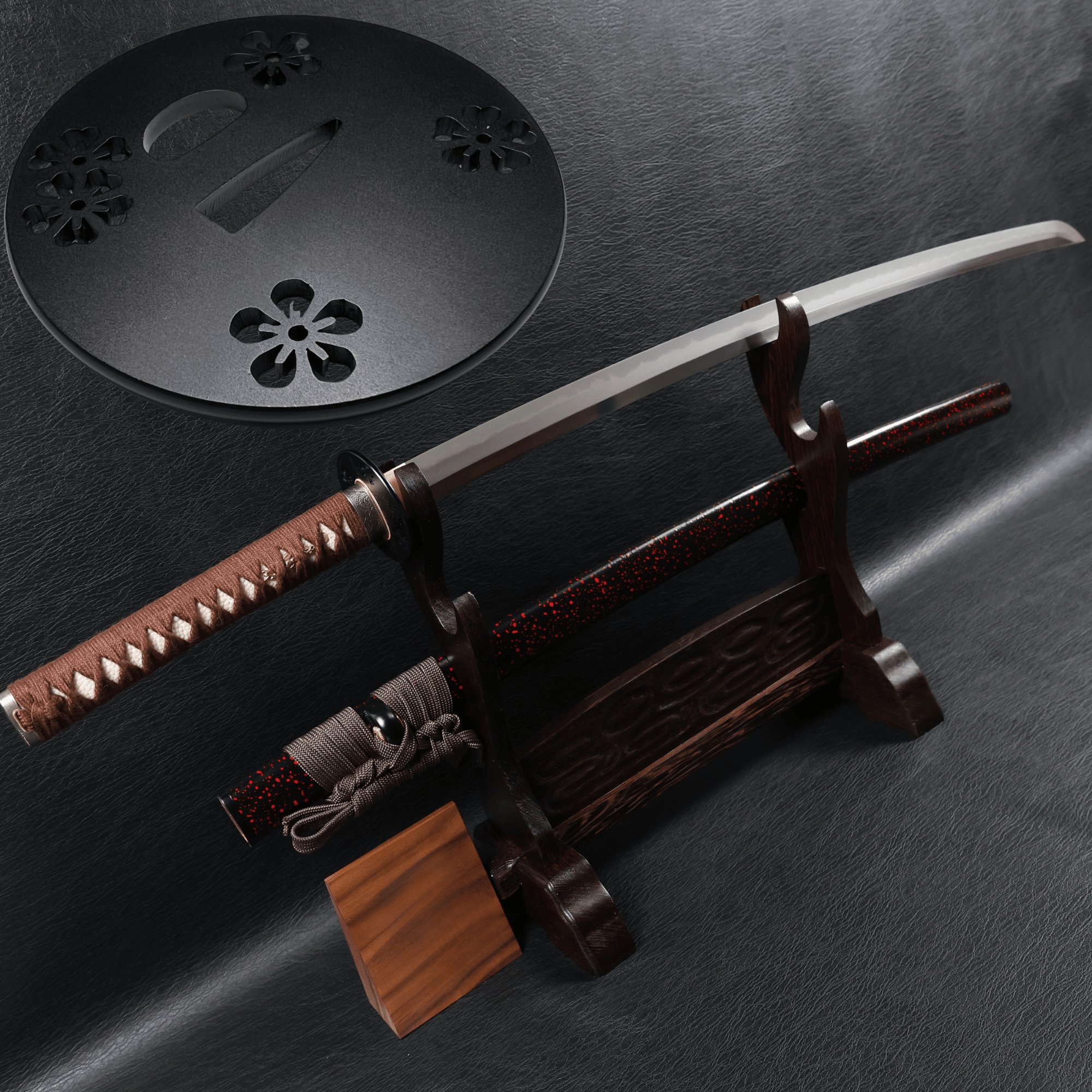 Katana DarkVine T10 Clay Tempered Blade with Black Red Speckled Saya | KSA Huo | KatanaSwordArt Katana For Sale 2025