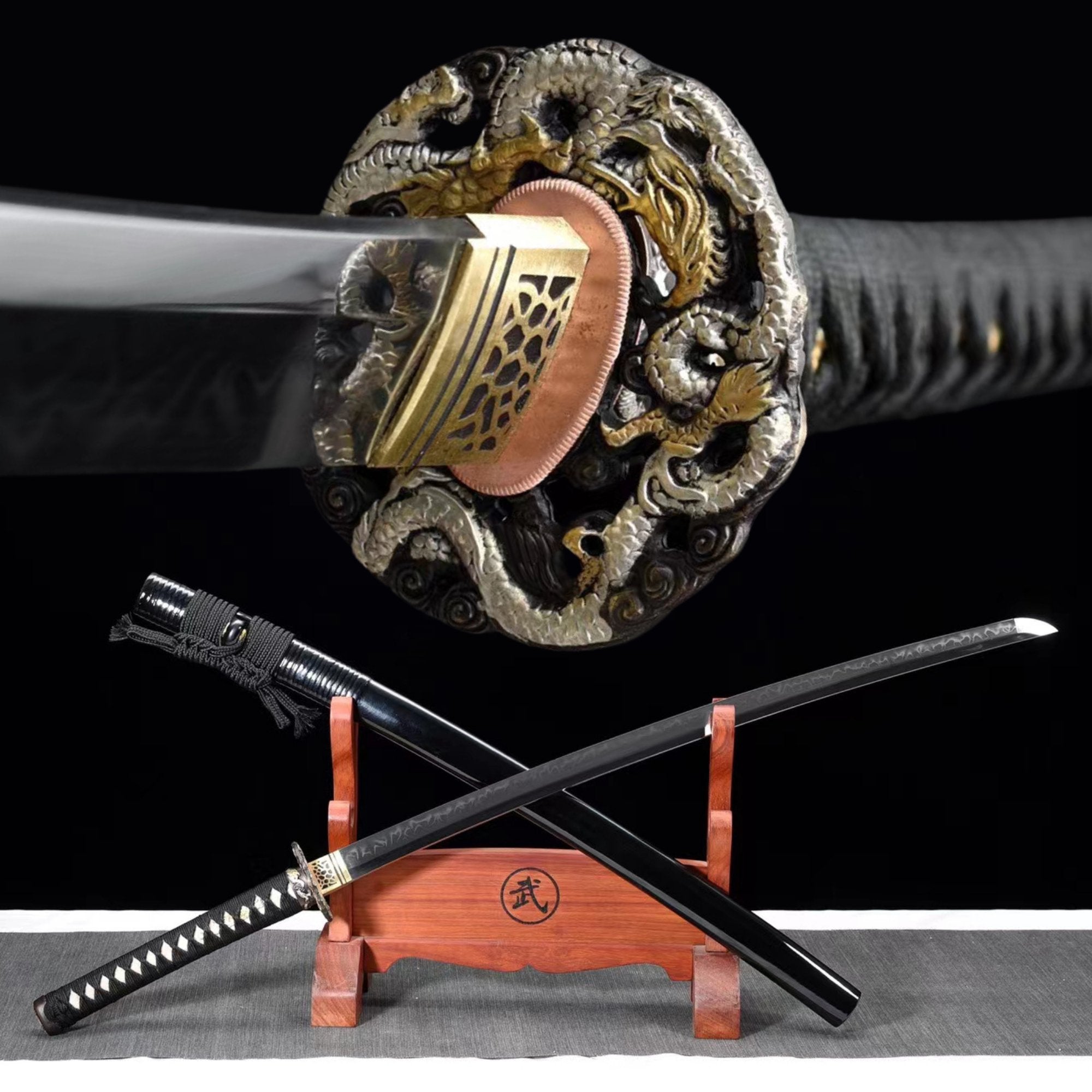 Australia Katana Dragon King Tsuba T10 Clay Tempered 龍王 | Hand