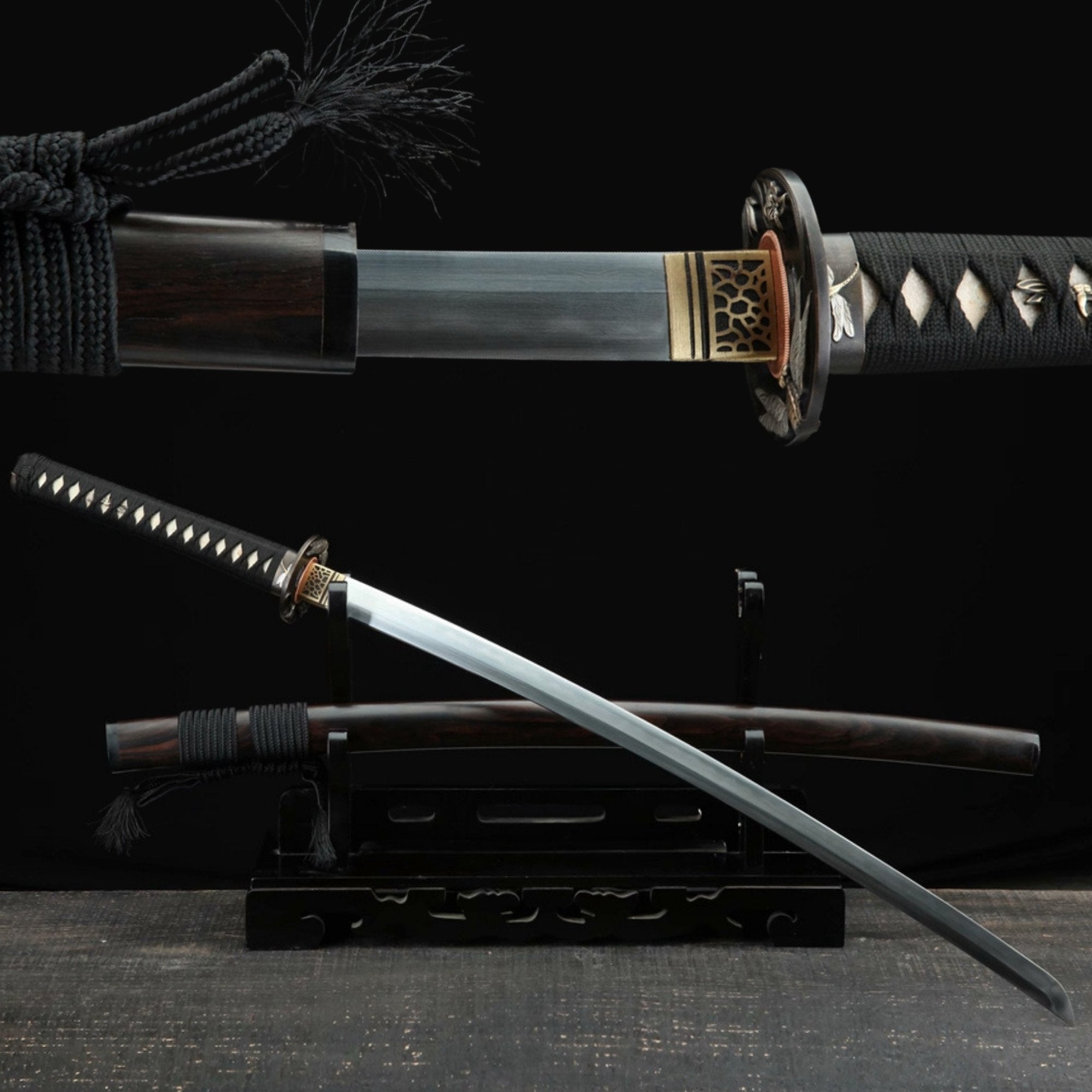 Katana Dragonfly Damascus Folded Clay Tempered 蜻蜓 | KatanaSwordArt Katana For Sale