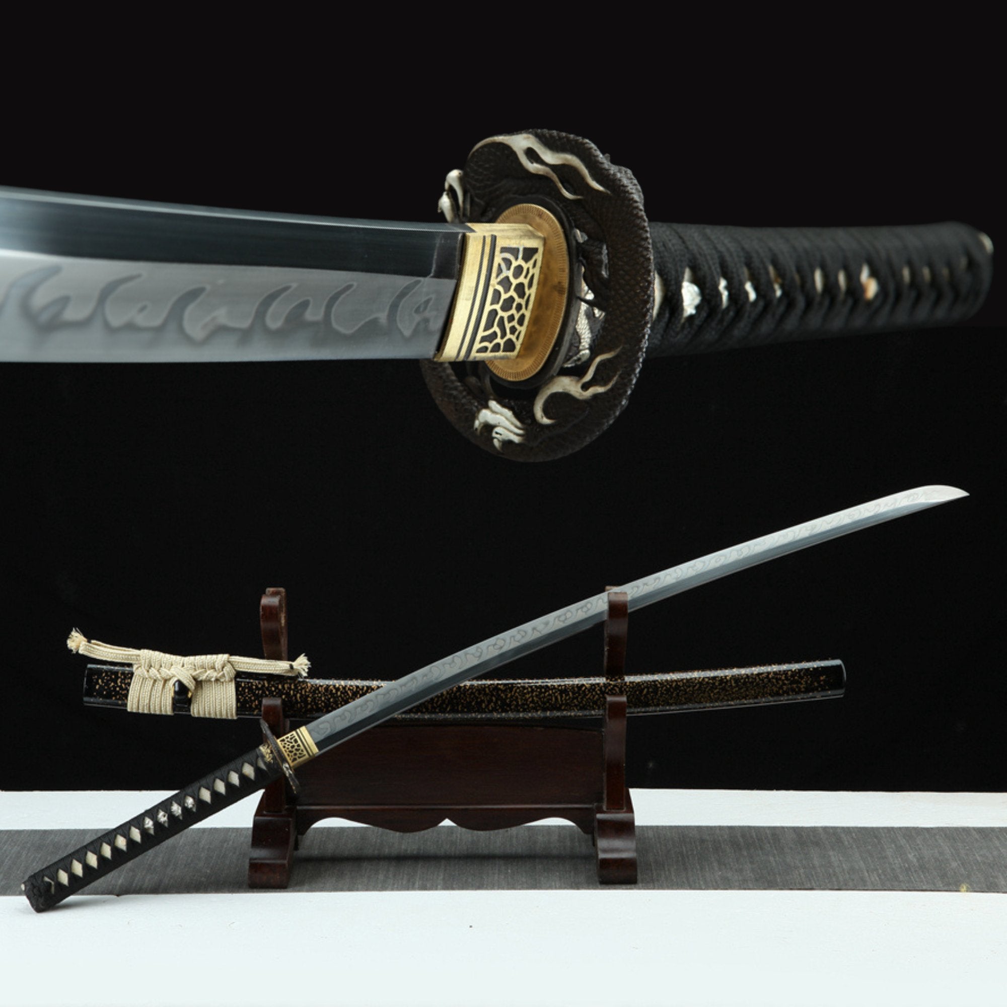 Katana Gold Dragon Cloud T10 Clay Tempered Blade 金龍 | KatanaSwordArt Katana For Sale