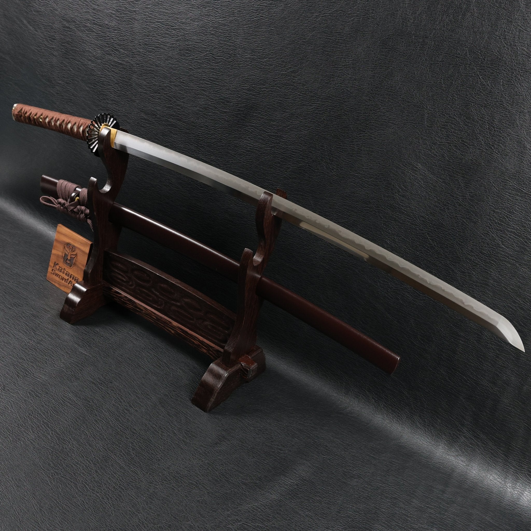 Katana AutumnDrift T10 Clay Tempered Blade with Brown Ishime Saya | KSA Huo | KatanaSwordArt Katana For Sale 2026