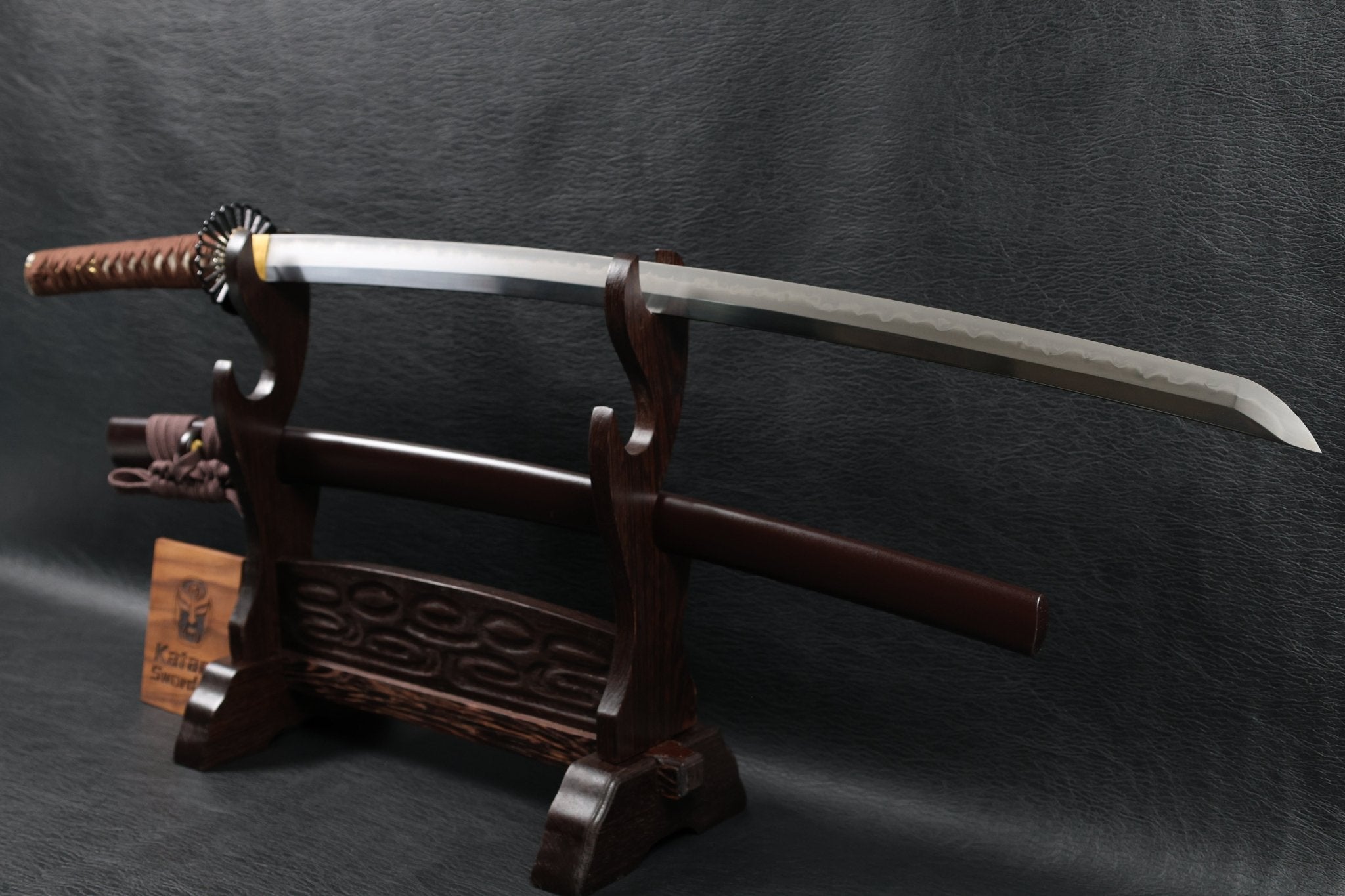 Katana AutumnDrift T10 Clay Tempered Blade with Brown Ishime Saya | KSA Huo | KSA Katana For Sale 2026