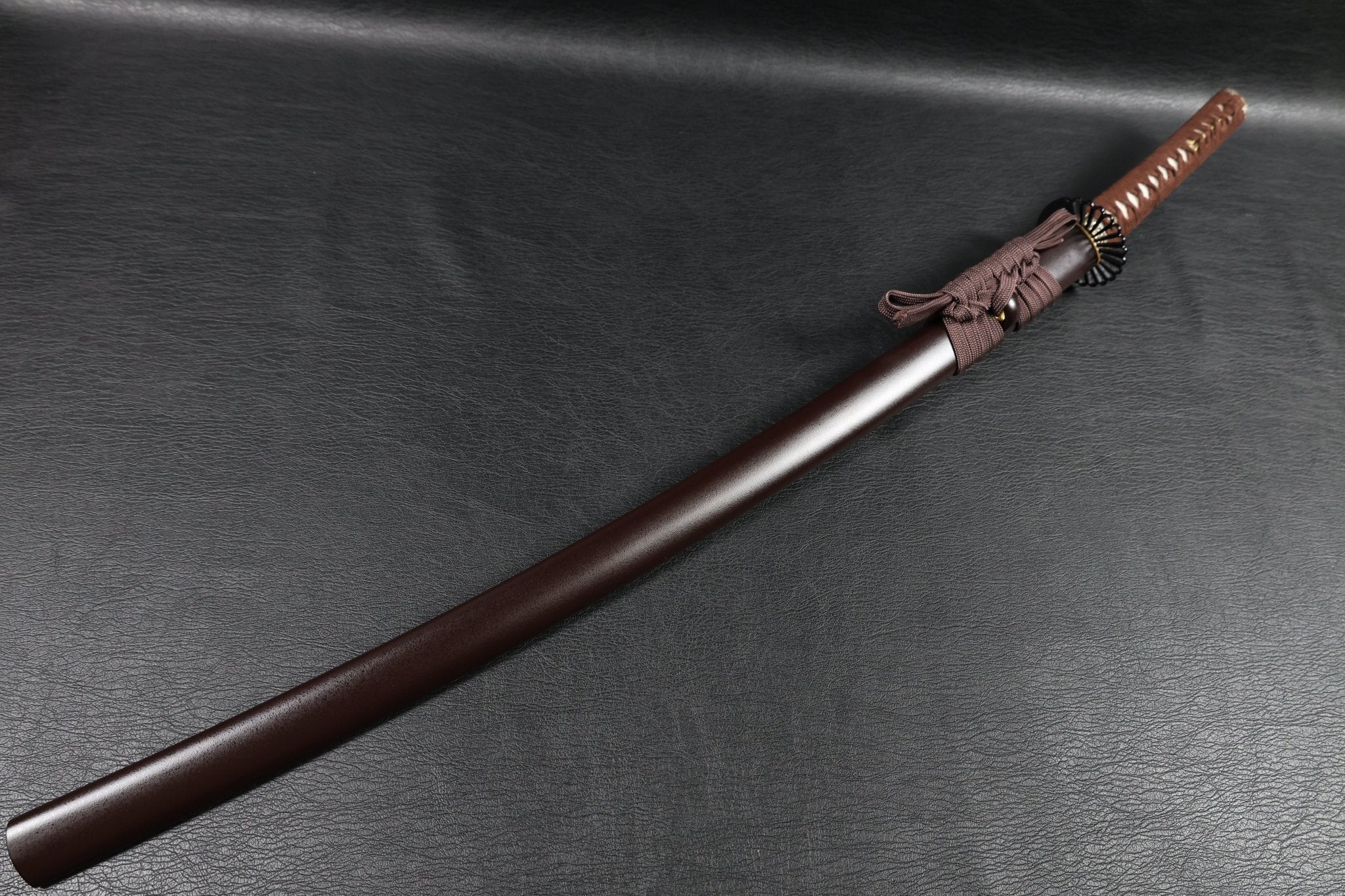 Katana AutumnDrift T10 Clay Tempered Blade with Brown Ishime Saya | KSA Huo | KSA Katana For Sale 2026