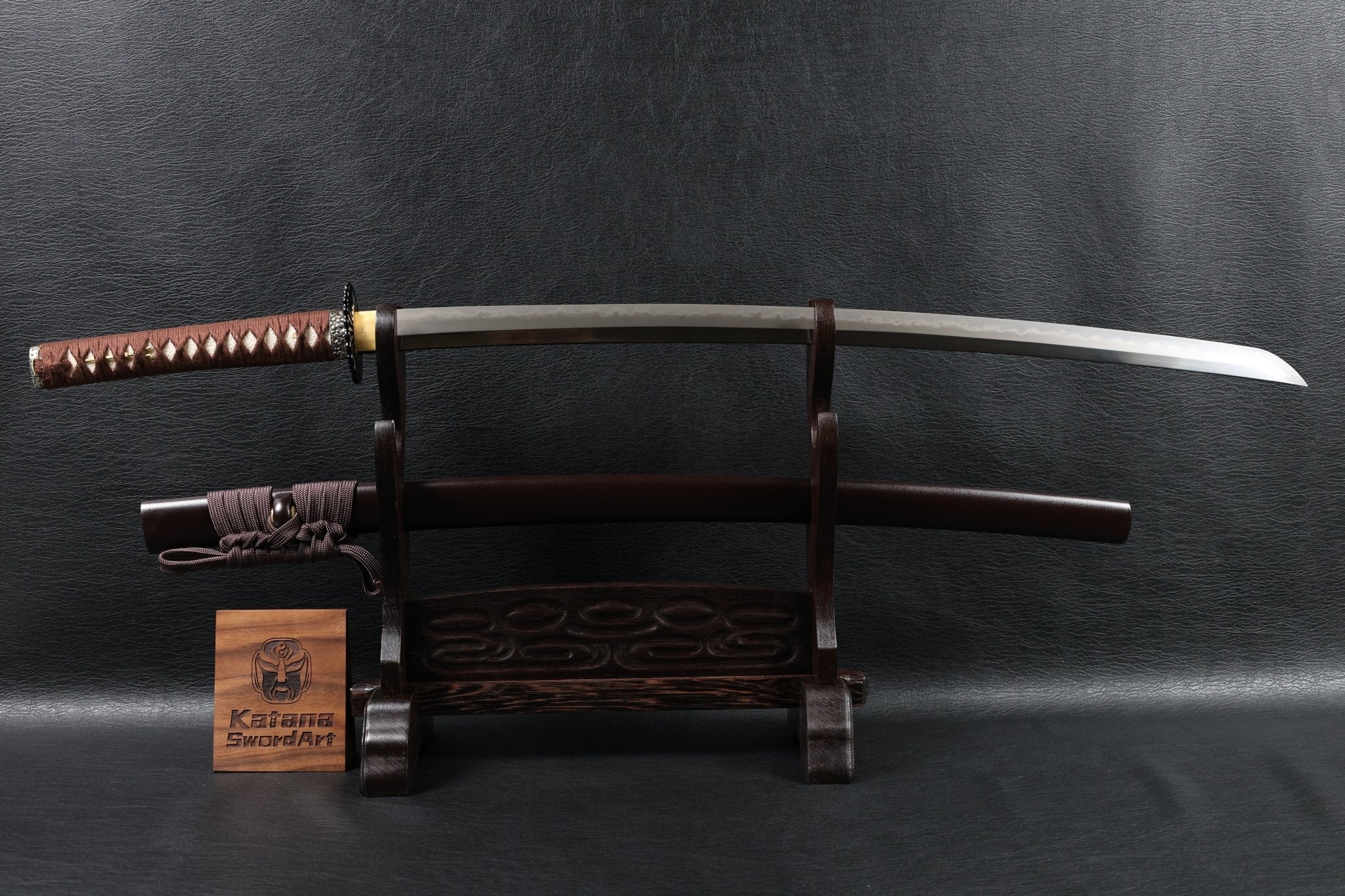 Katana AutumnDrift T10 Clay Tempered Blade with Brown Ishime Saya | KSA Huo | KSA Katana For Sale 2026