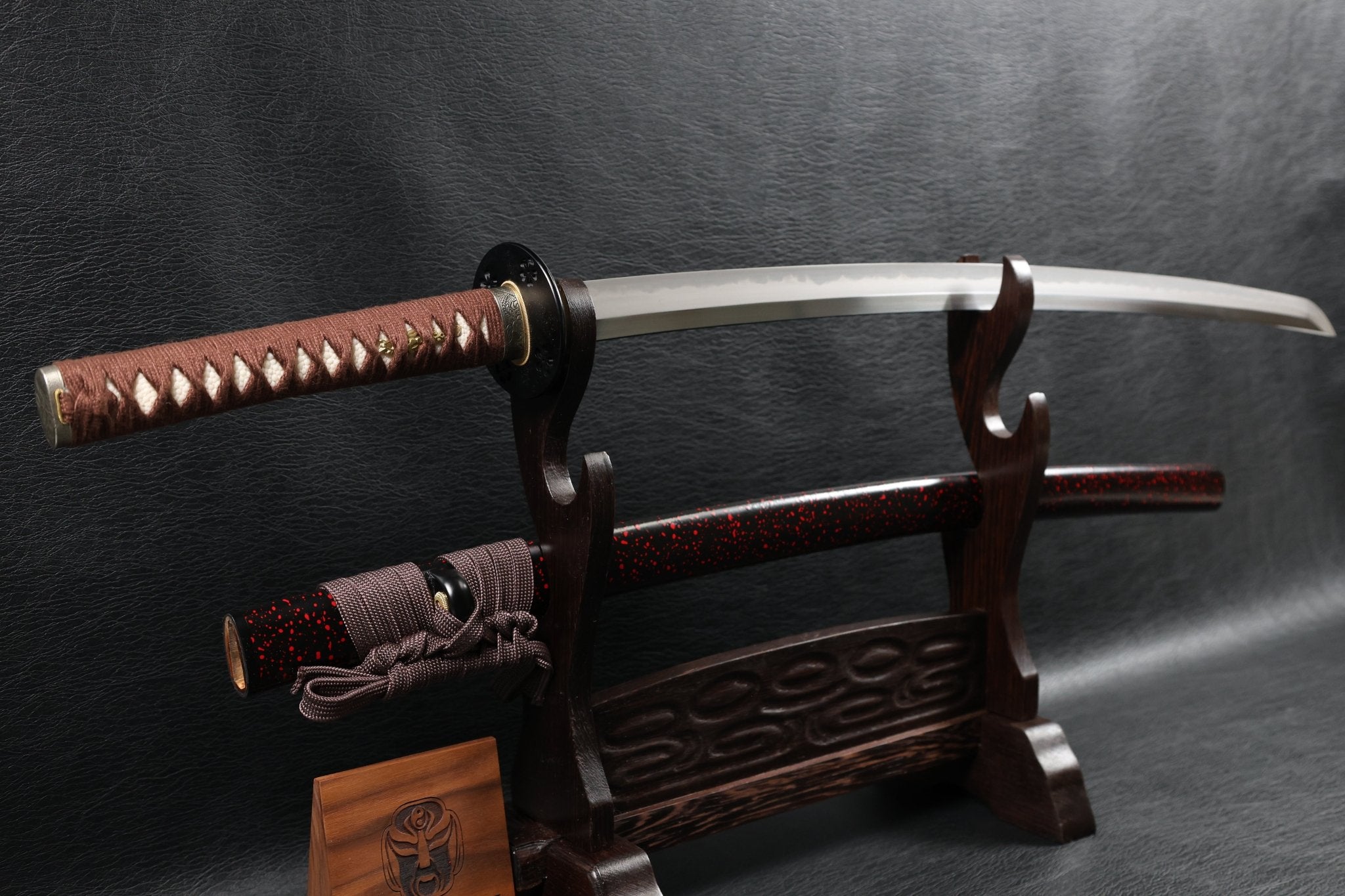 Katana DarkVine T10 Clay Tempered Blade with Black Red Speckled Saya | KSA Huo | KSA Katana For Sale 2026