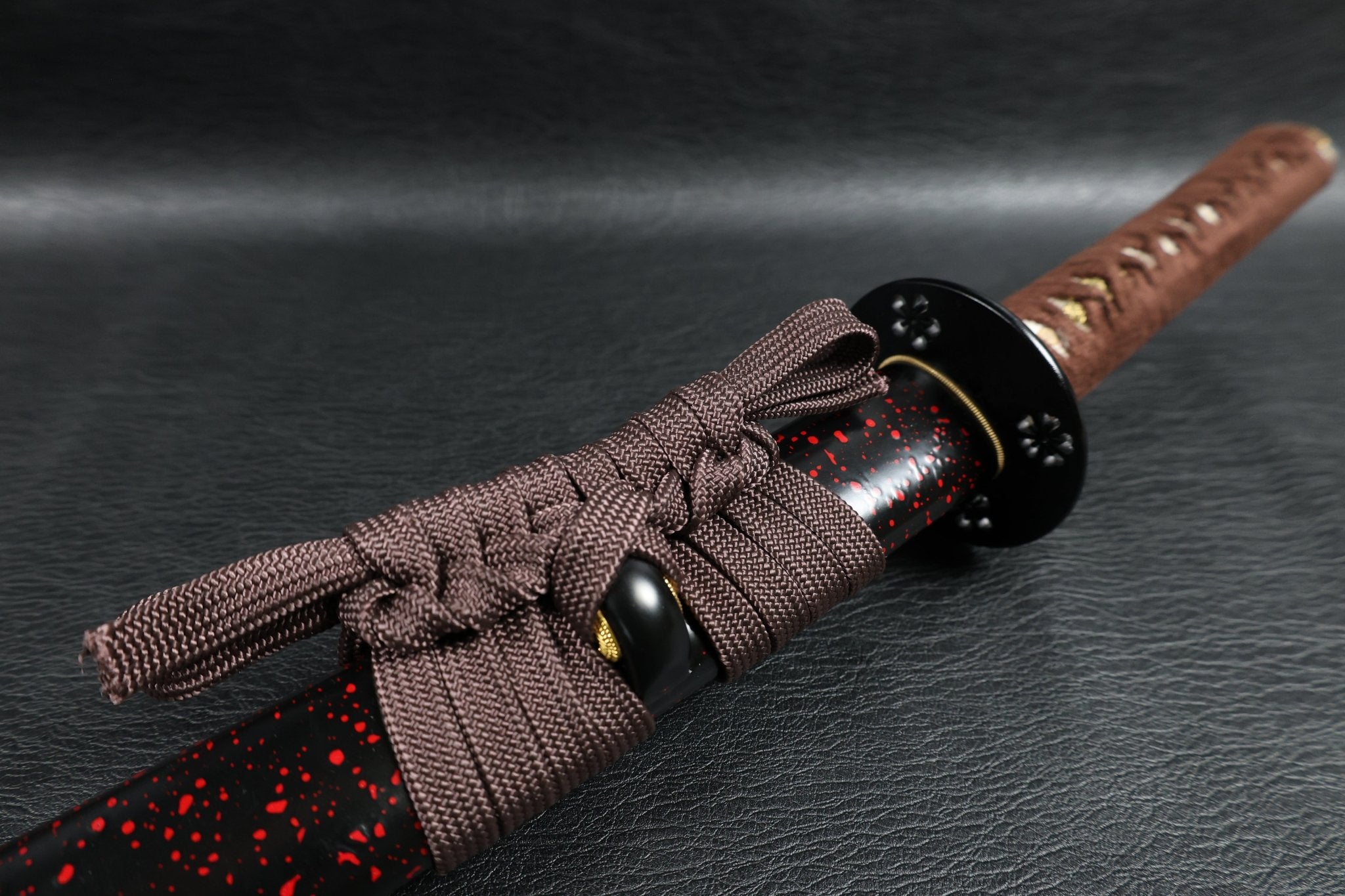 Katana DarkVine T10 Clay Tempered Blade with Black Red Speckled Saya | KSA Huo | KSA Katana For Sale 2026