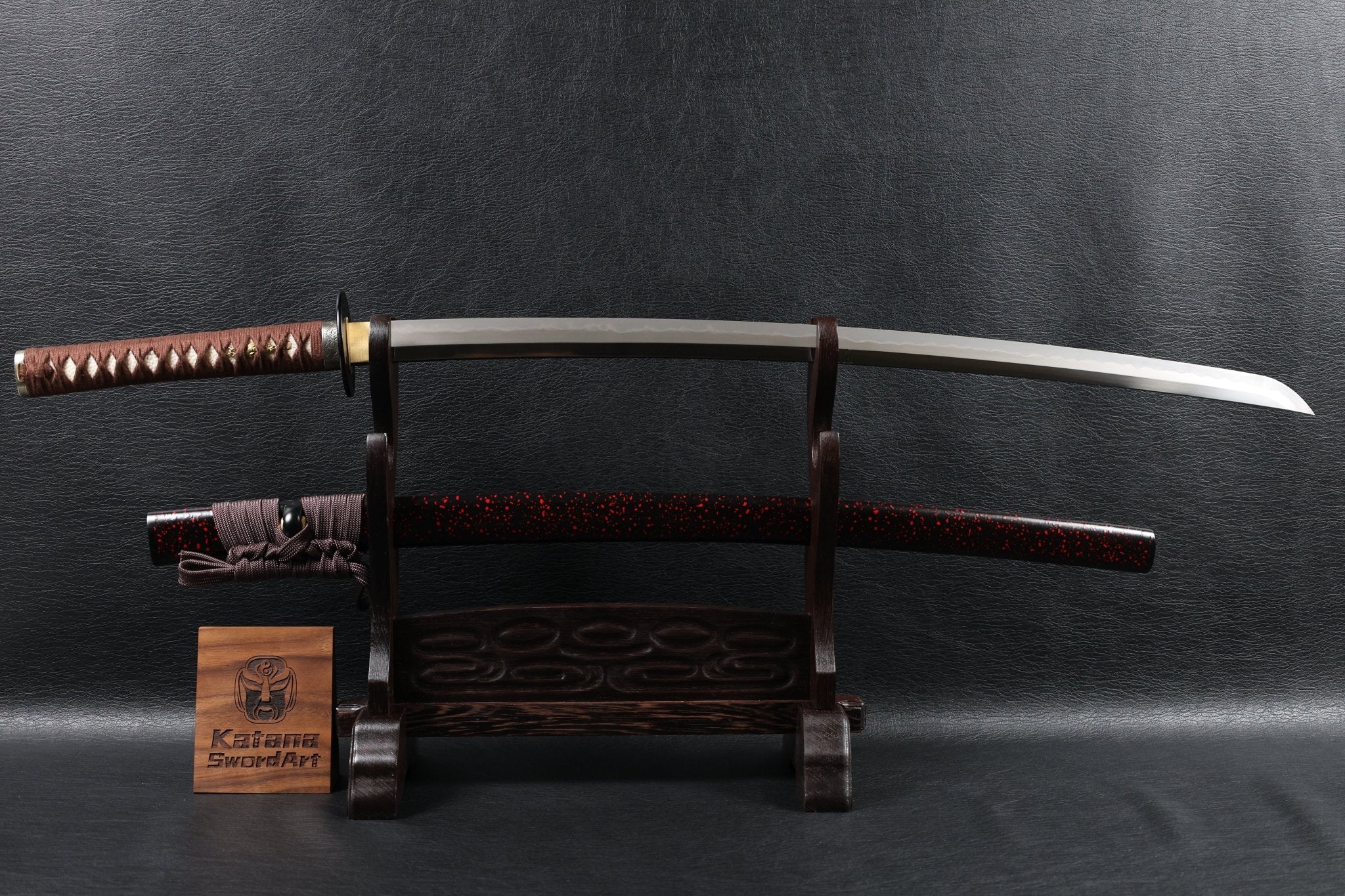 Katana DarkVine T10 Clay Tempered Blade with Black Red Speckled Saya | KSA Huo | KSA Katana For Sale 2026