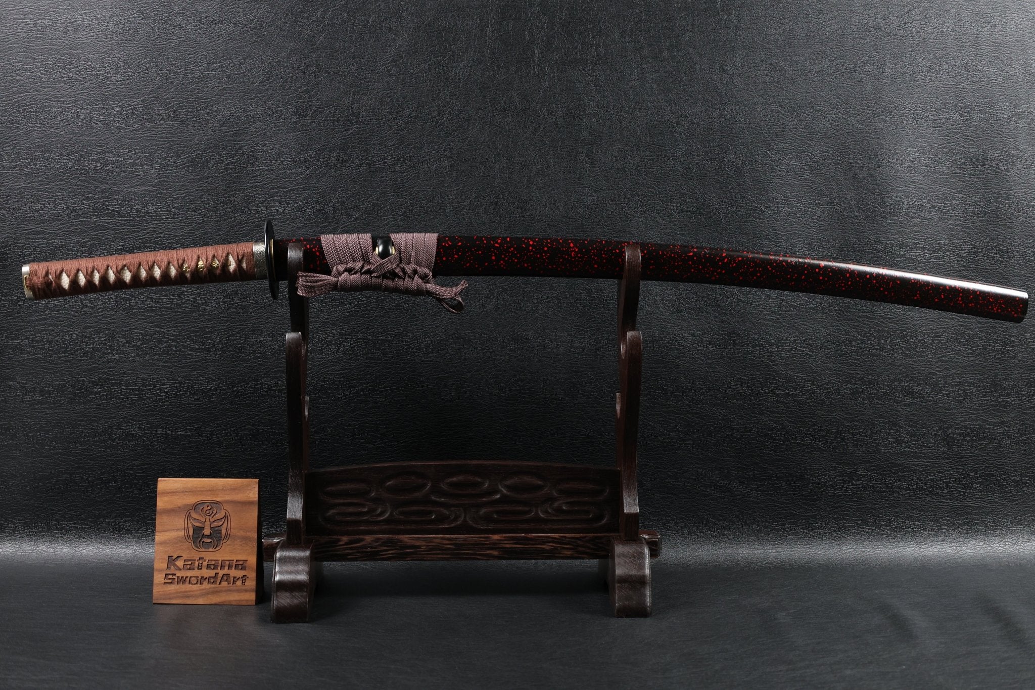 Katana DarkVine T10 Clay Tempered Blade with Black Red Speckled Saya | KSA Huo | KSA Katana For Sale 2026
